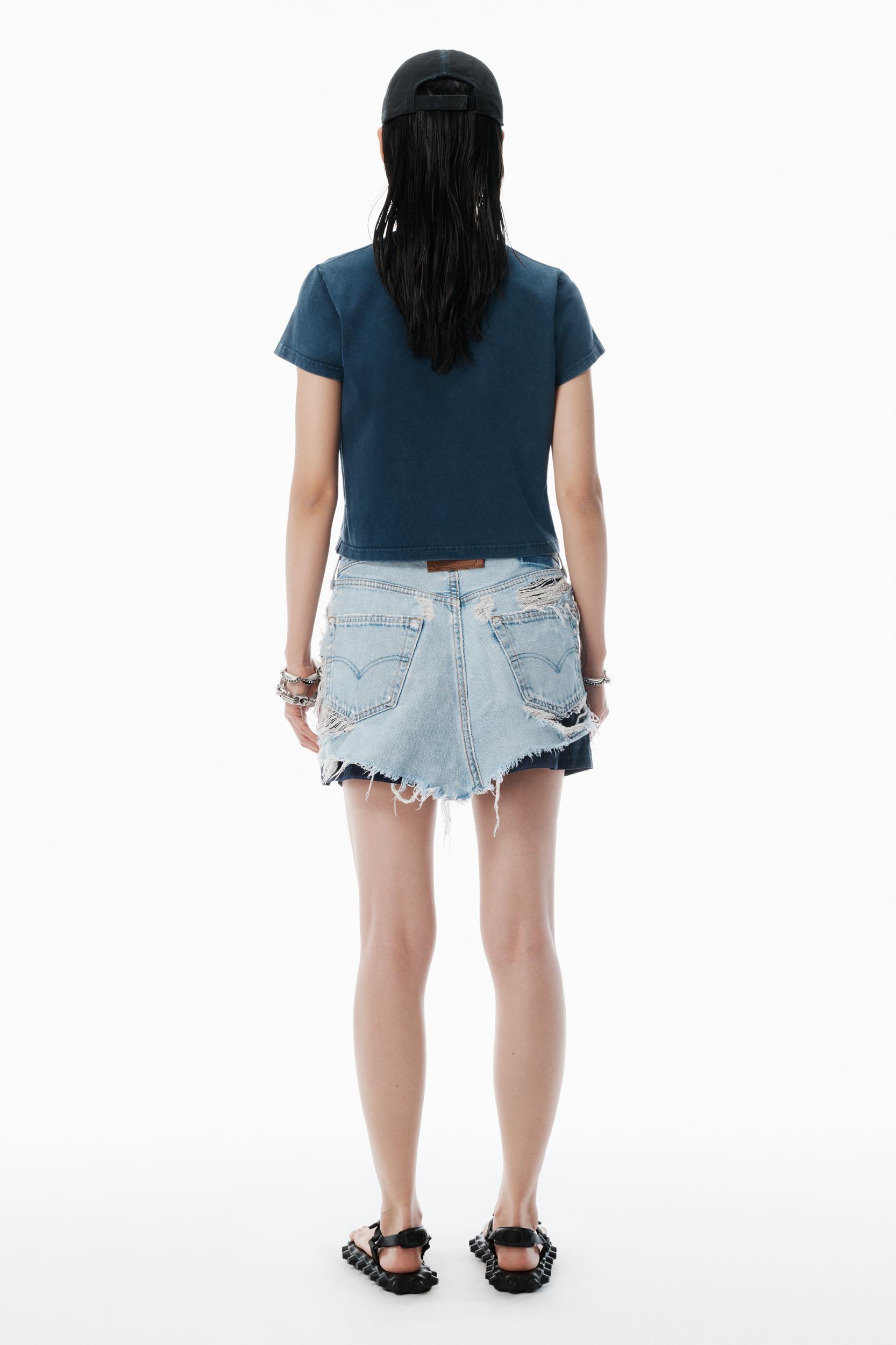 Navy Cotton Shrunken Logo Tee Product Image