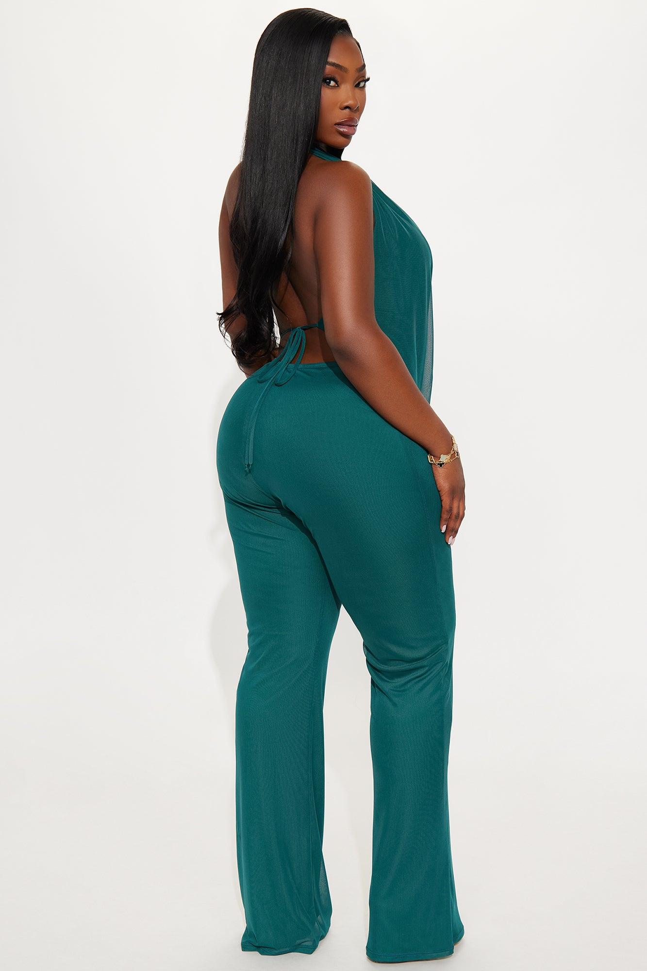 Best Behavior Mesh Halter Jumpsuit - Hunter Female Product Image