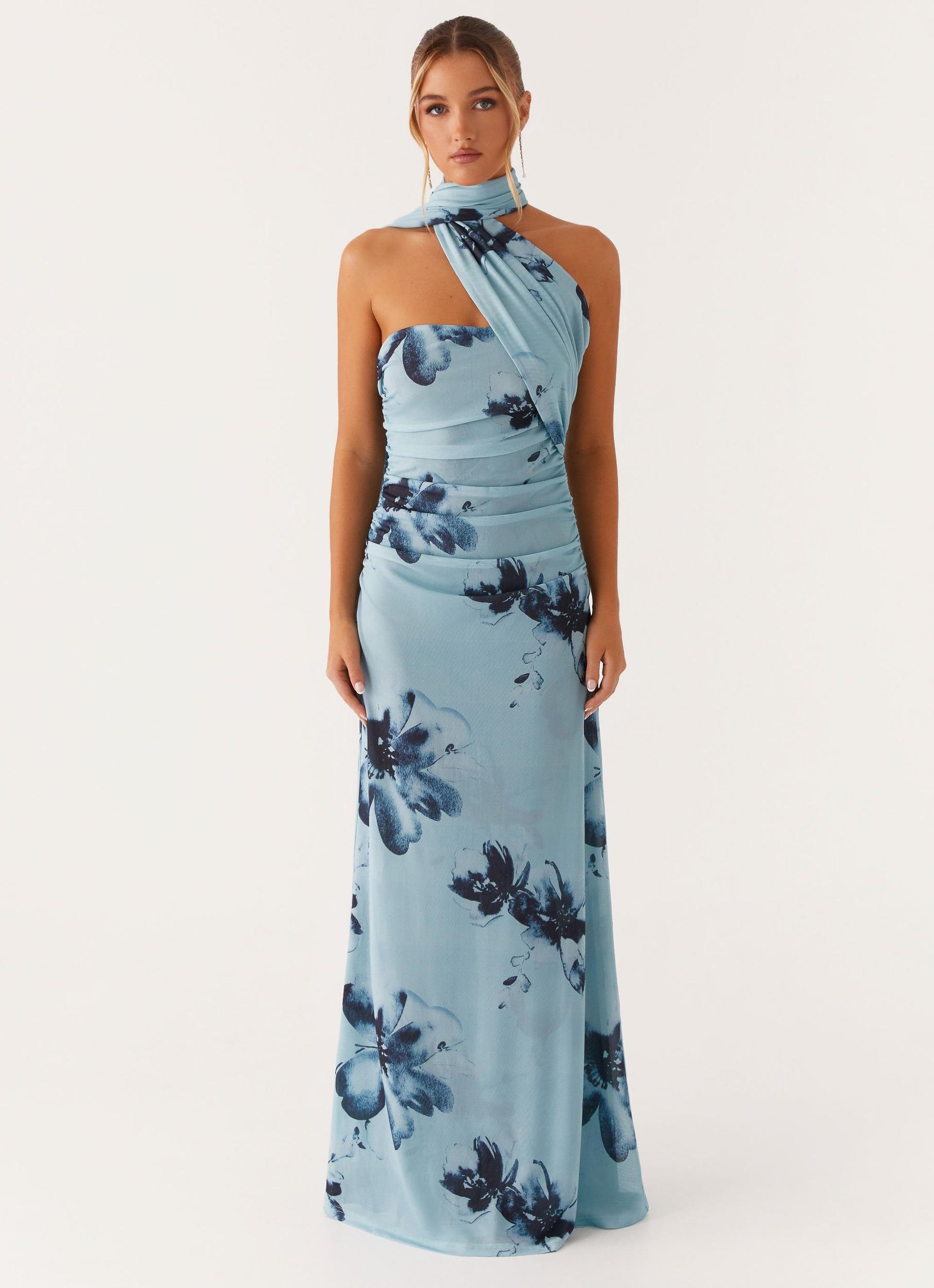 Songbird Maxi Dress - Blue Black Floral Product Image