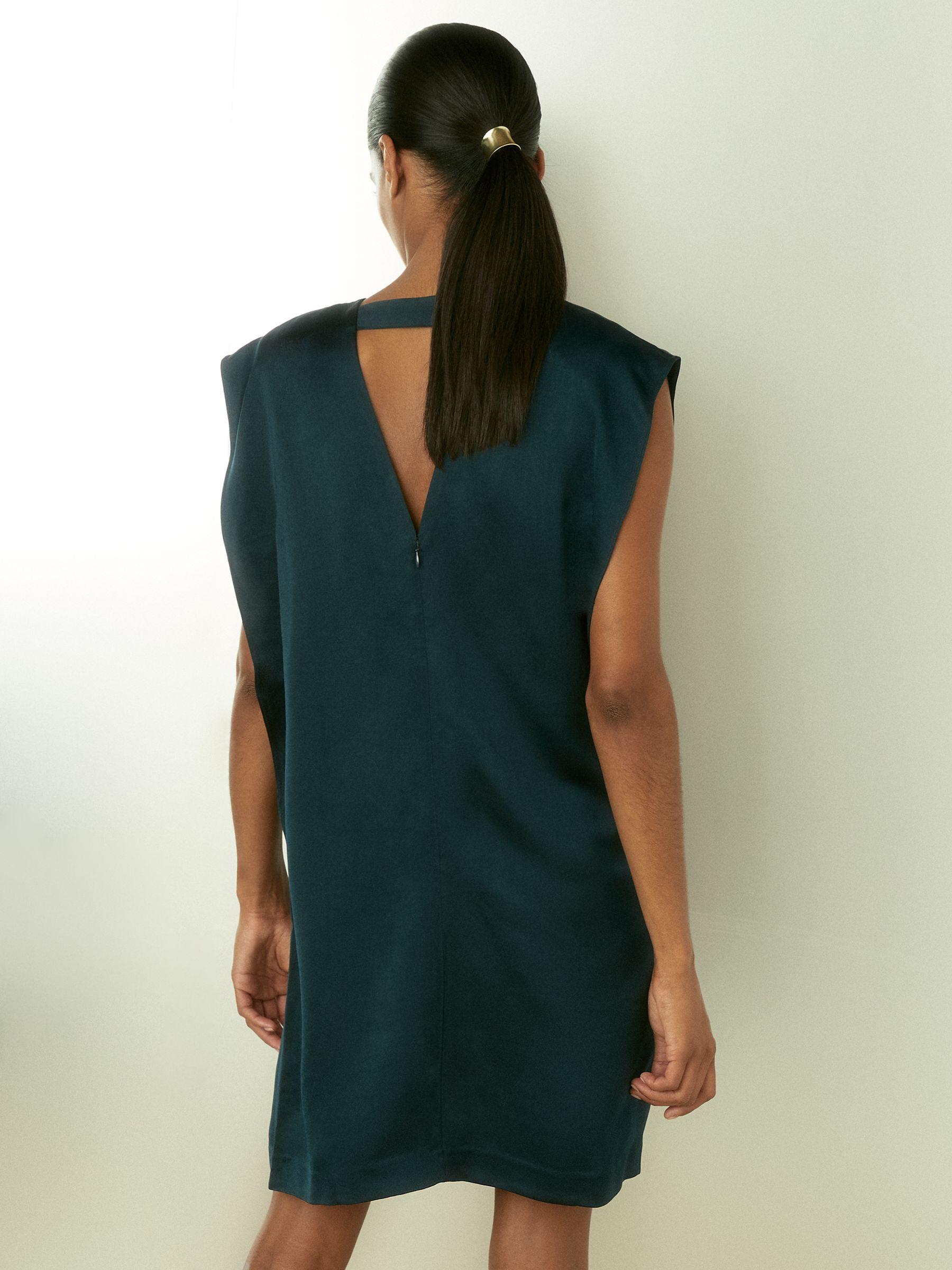 Satin Sleeveless Tunic Dress in Teal Product Image