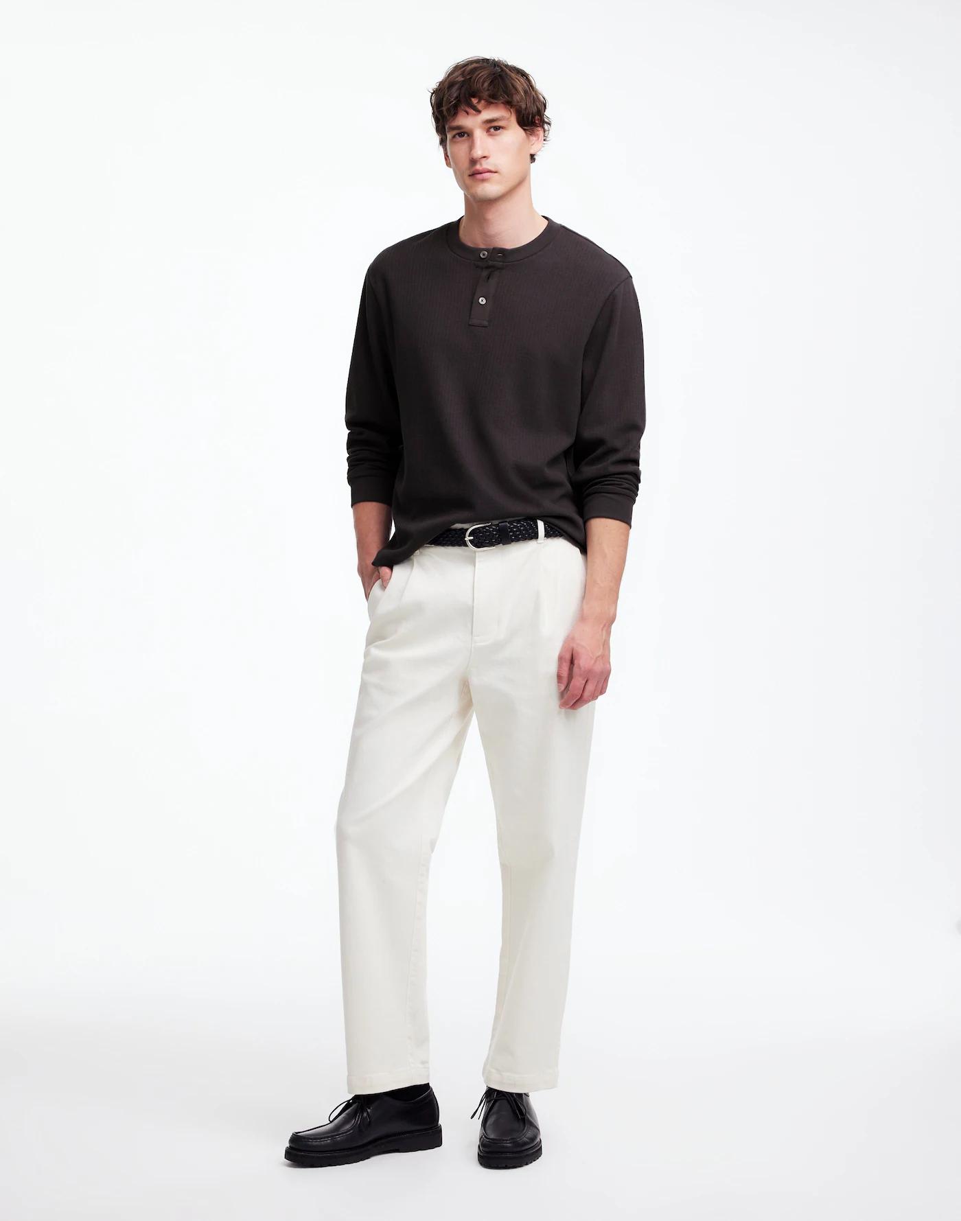 Textured Long-Sleeve Henley Tee Product Image