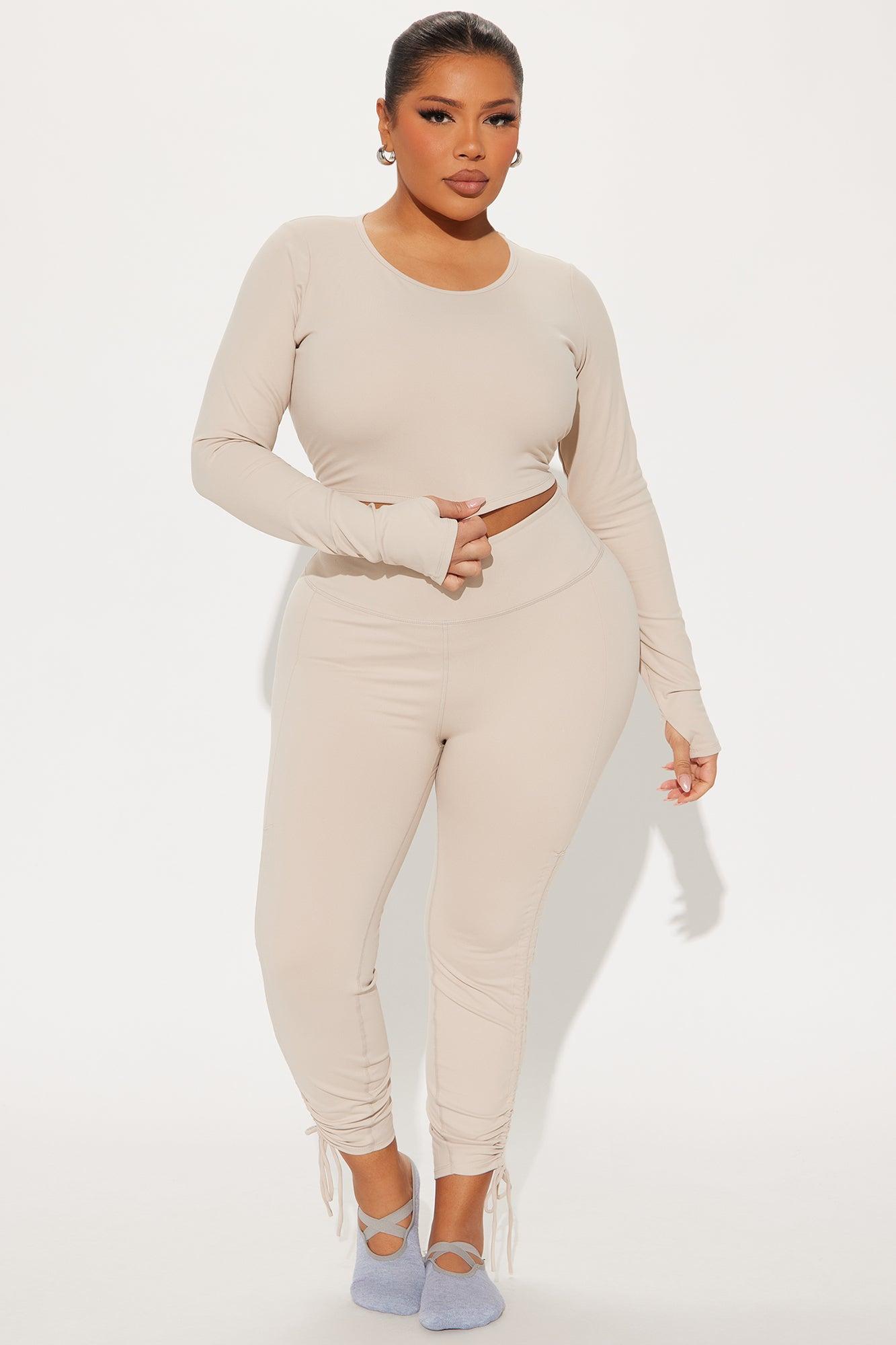 Across Your Core Super Soft Active Top - Light Taupe Product Image
