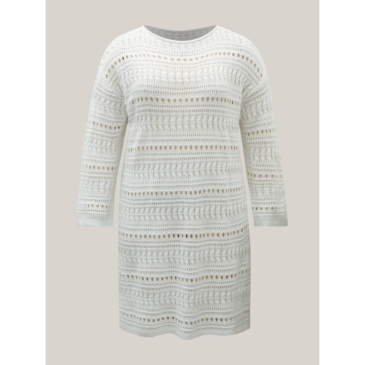 Plus Size Cut-Out Bell Sleeve Swim Cover-Up Women's Swimwear Ivory Beach Loose Texture Curve Swim Cover Ups BloomChic 14-16/1X Product Image