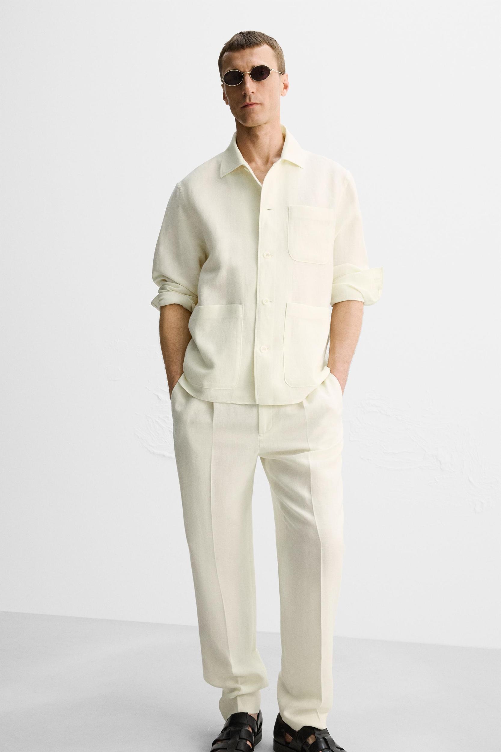 LIMITED EDITION HERRINGBONE LINEN-WOOL PANTS Product Image