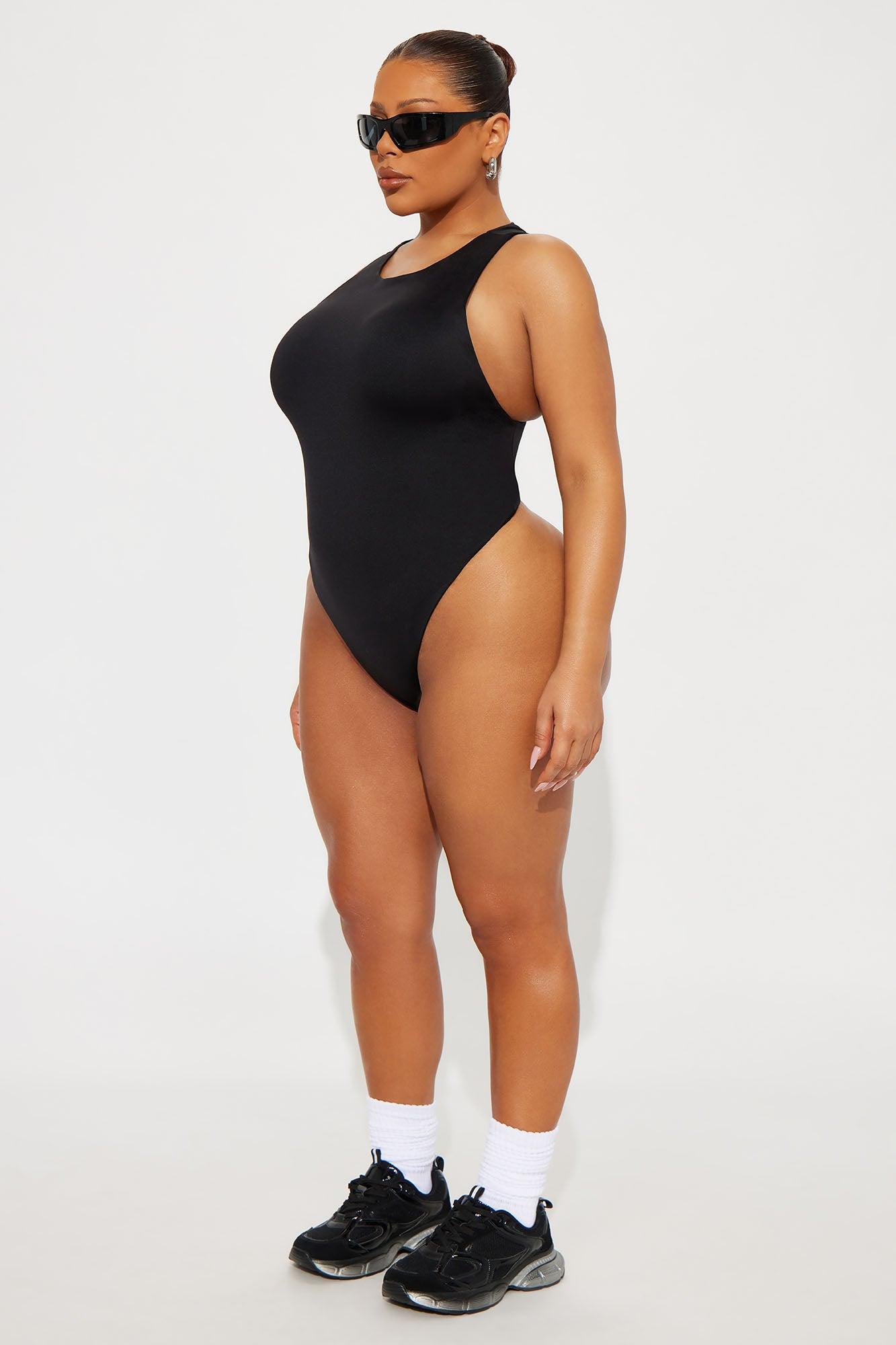 Contour Double Lined Scoop Neck Bodysuit - Black Female Product Image