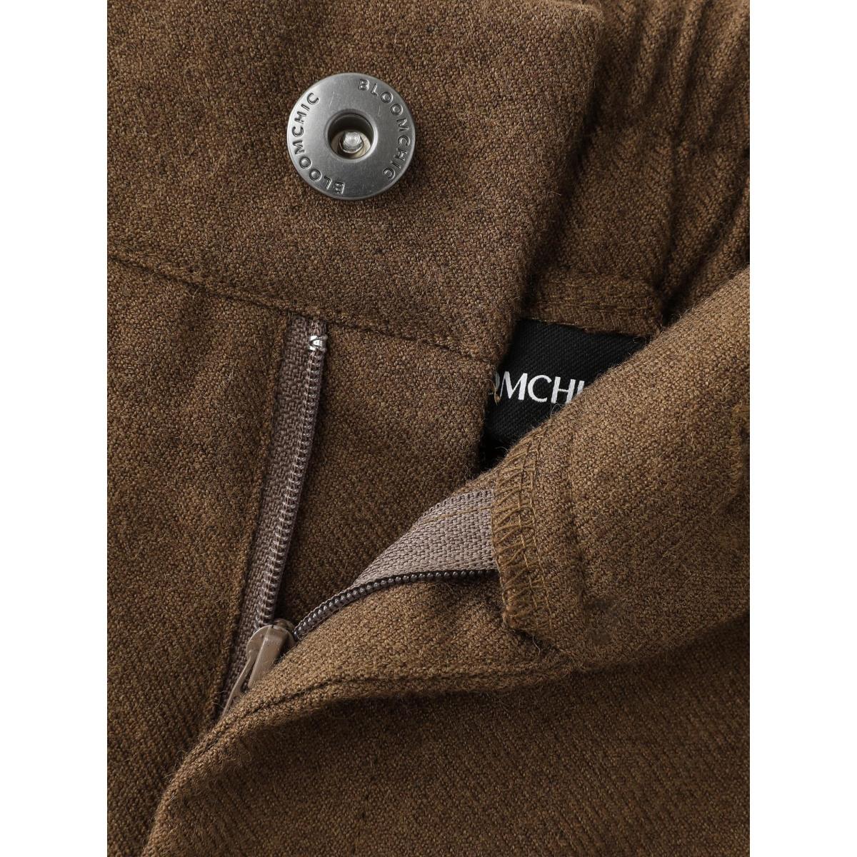 Plus Size Striped Color-Blocked Hem Pants Women Browncoffeecolor Office Straight Leg Mid Rise Office Pants BloomChic 26/4X Product Image