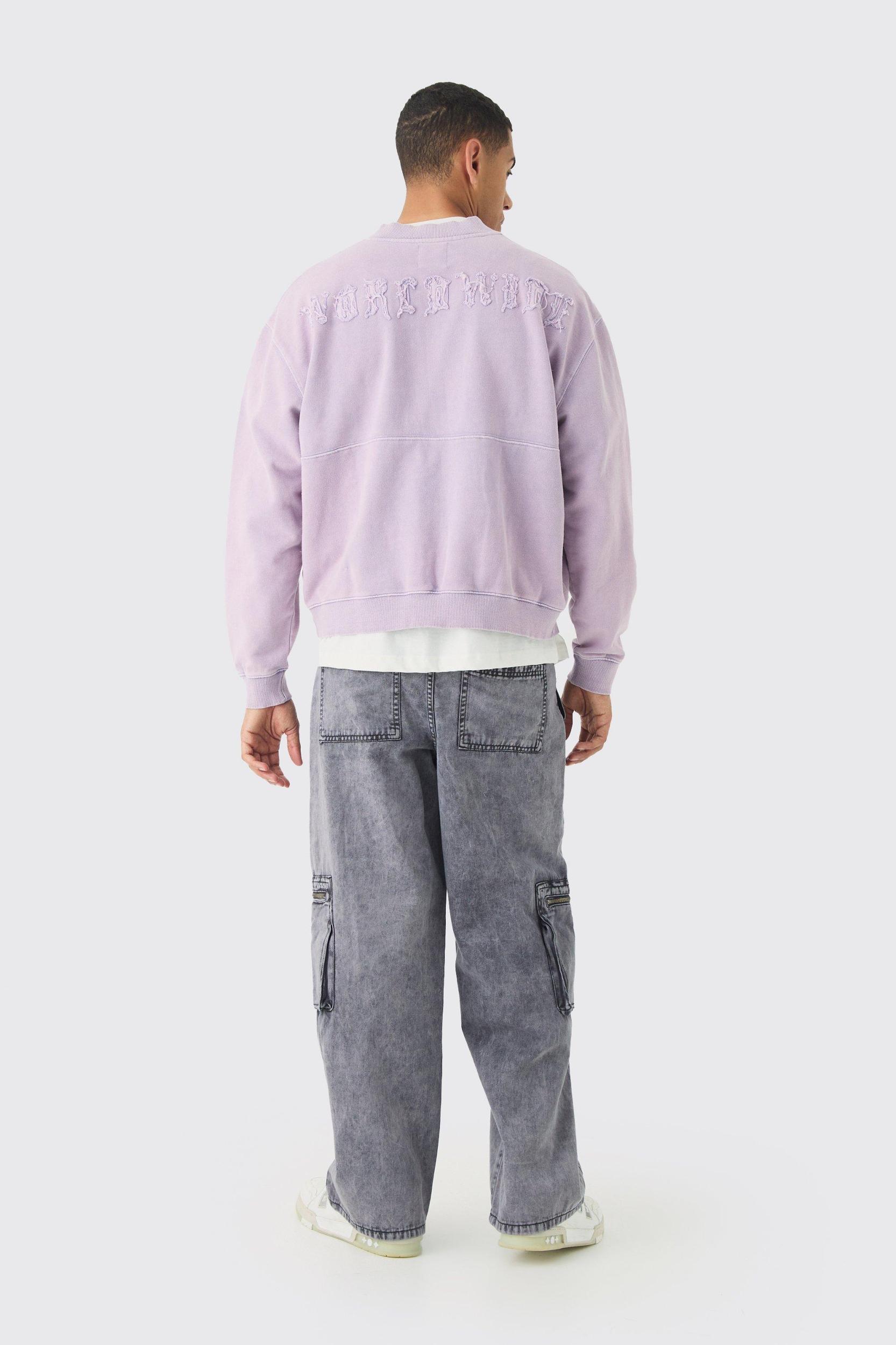 Fixed Waist Acid Washed Baggy Cargo Pants | boohooMAN USA Product Image