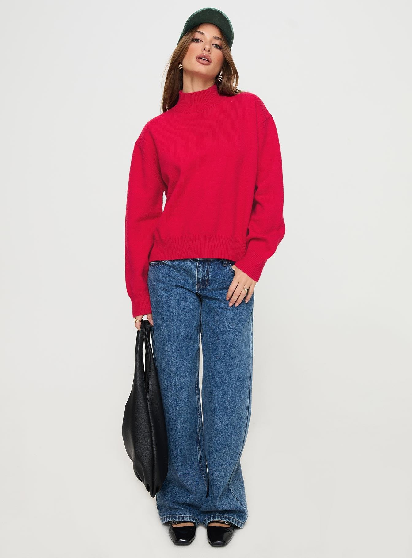 Oberan Knit Sweater Red Product Image