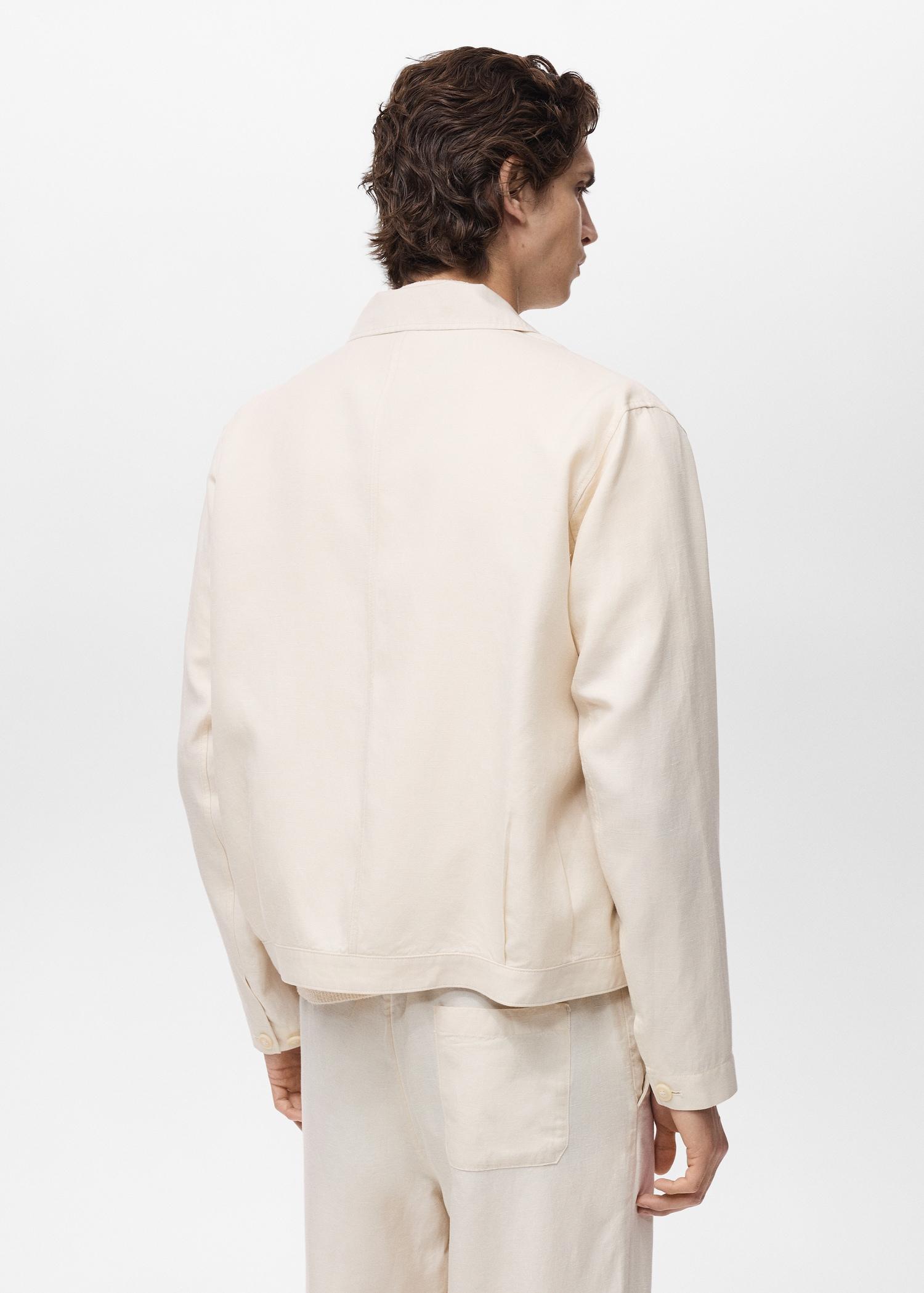 Bowling-style overshirt in a linen blend - Men | MANGO USA Product Image