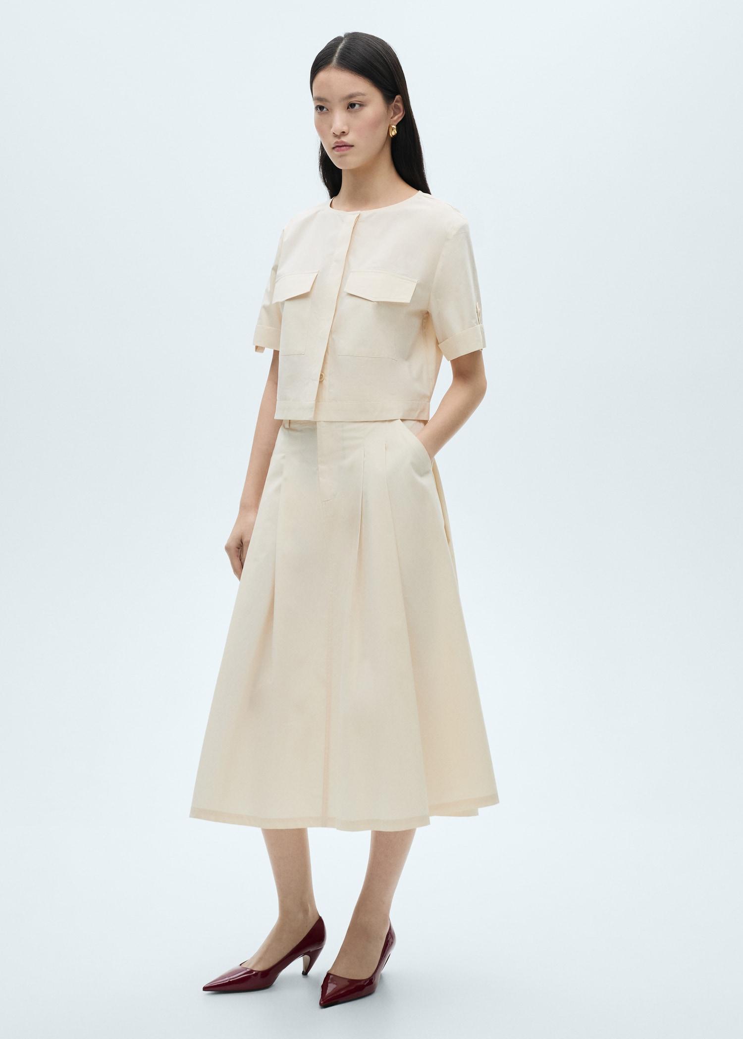 Pleated midi-skirt - Women | MANGO USA Product Image