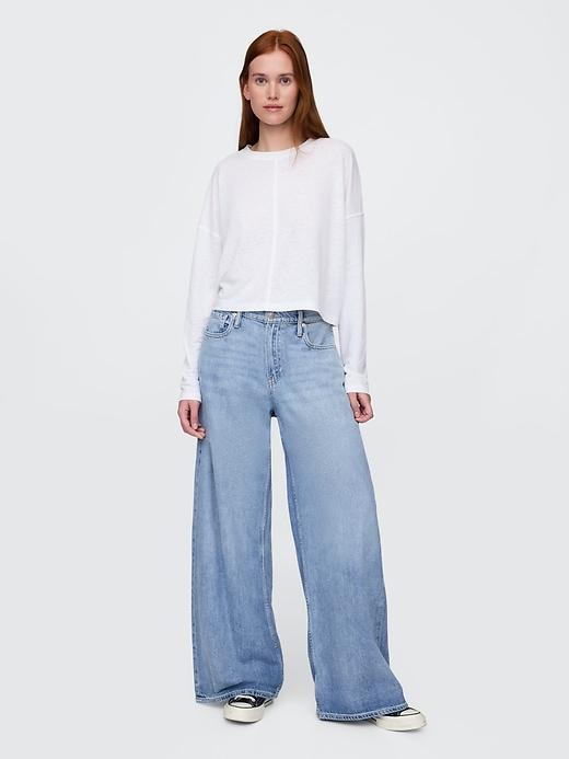 Oversized Linen-Blend Swing Top Product Image