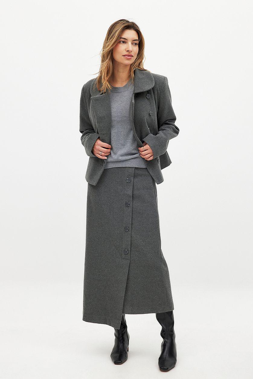 Asymmetric Buttoned Midi Skirt Product Image