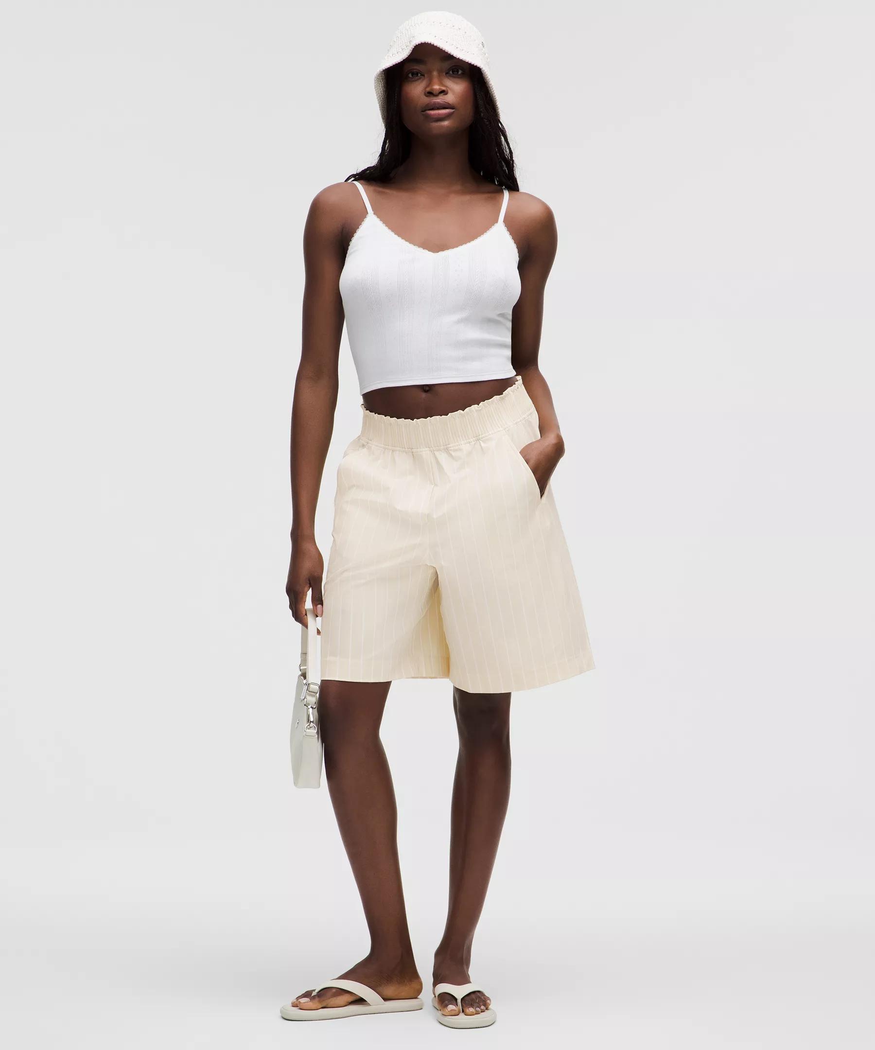 Stretch Woven Ruffle-Waist High-Rise Short 9" Product Image