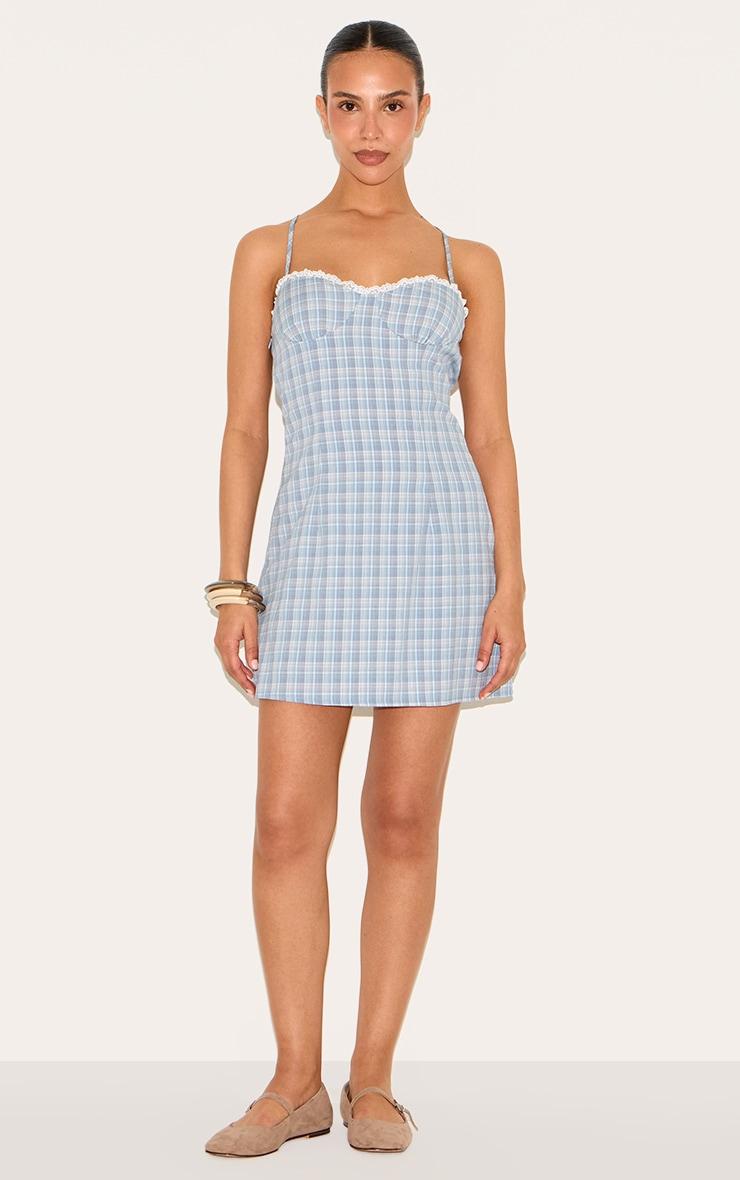 Petite Blue Check Shift Dress Product Image
