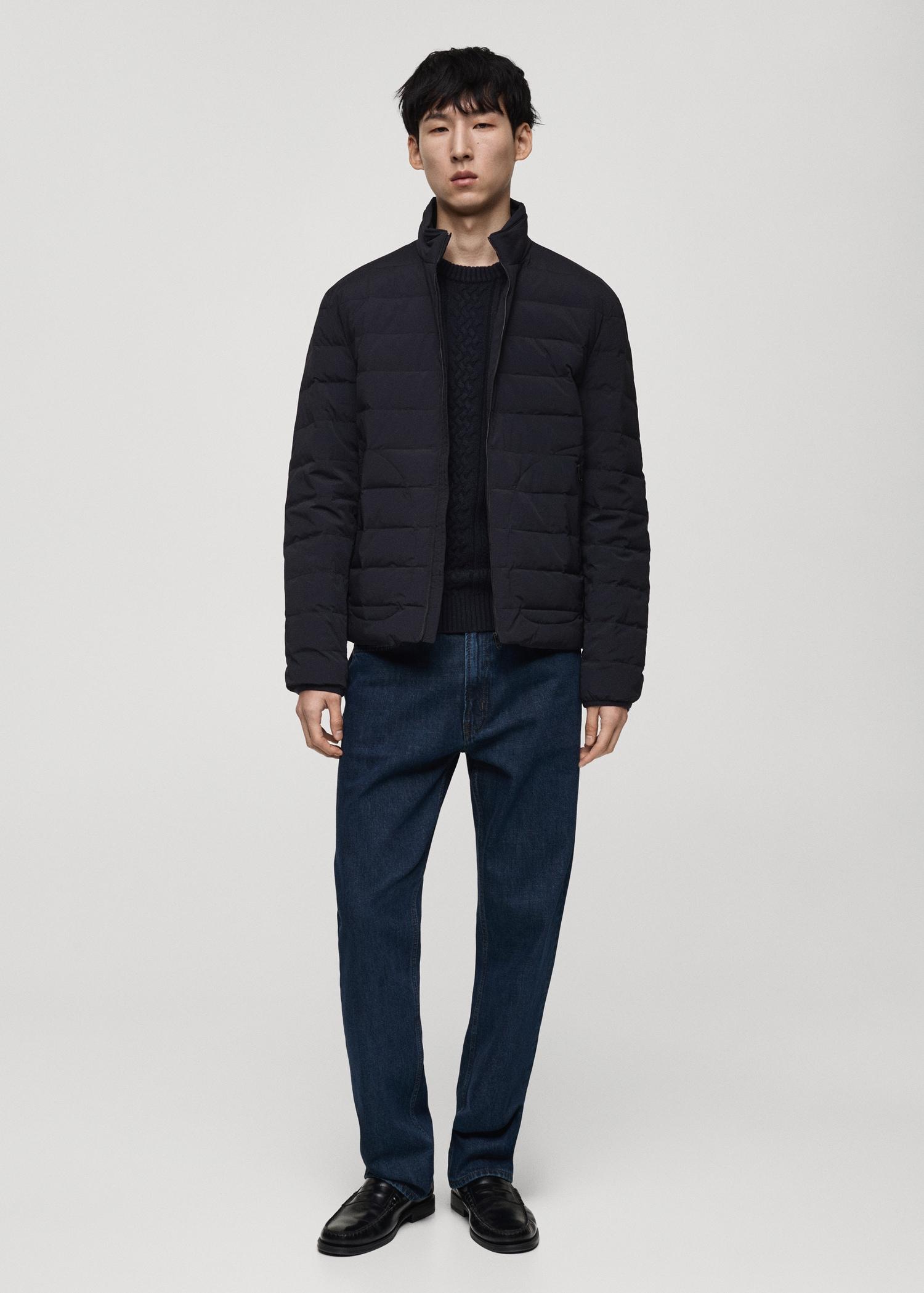 Quilted jacket with down and feather filling - Men | MANGO USA Product Image