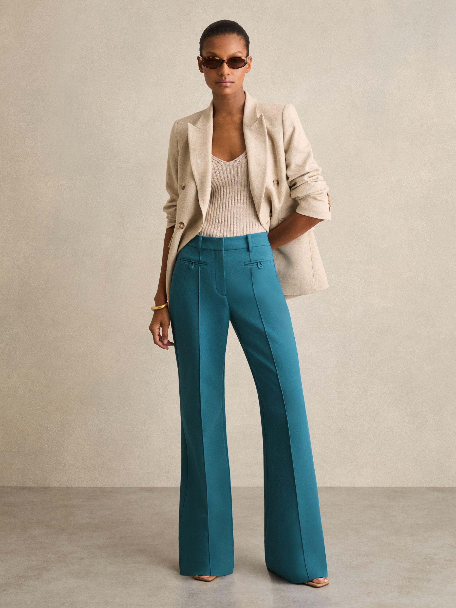 Petite Welt Pocket Flared Trousers in Tan Product Image