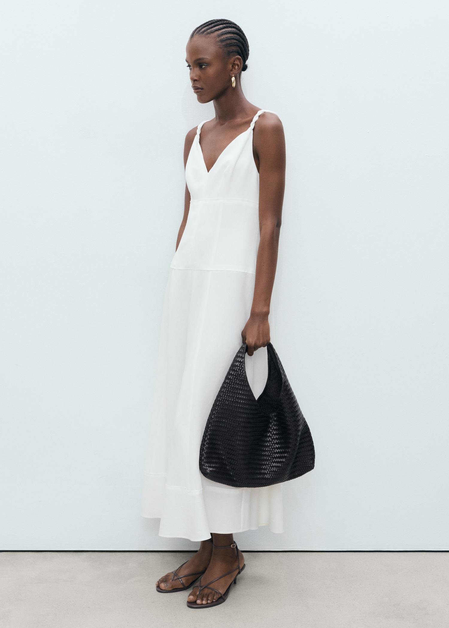 V-neckline long dress - Women | MANGO USA Product Image