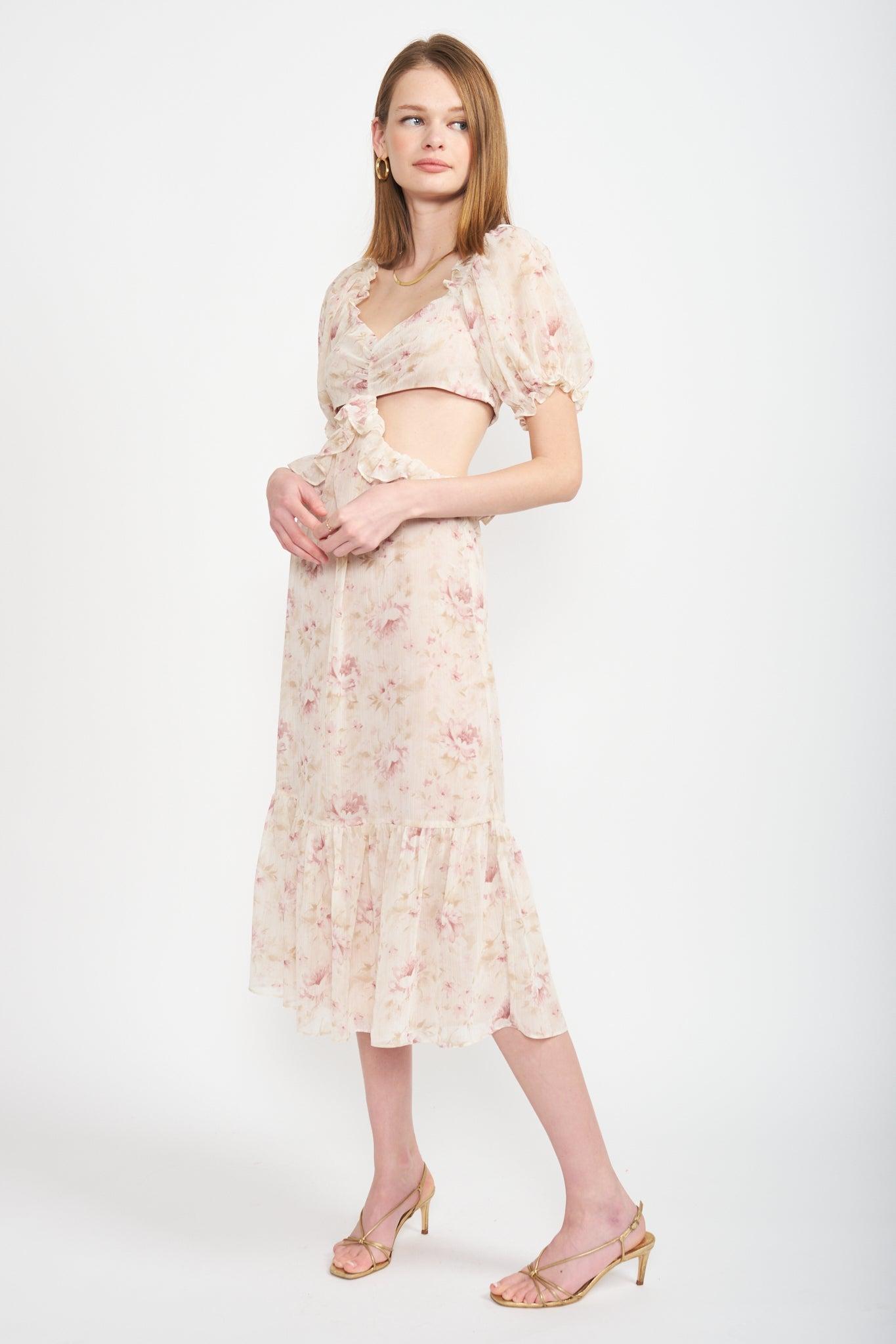 En Saison Kika Floral Cut Out Midi Dress FINAL SALE Product Image