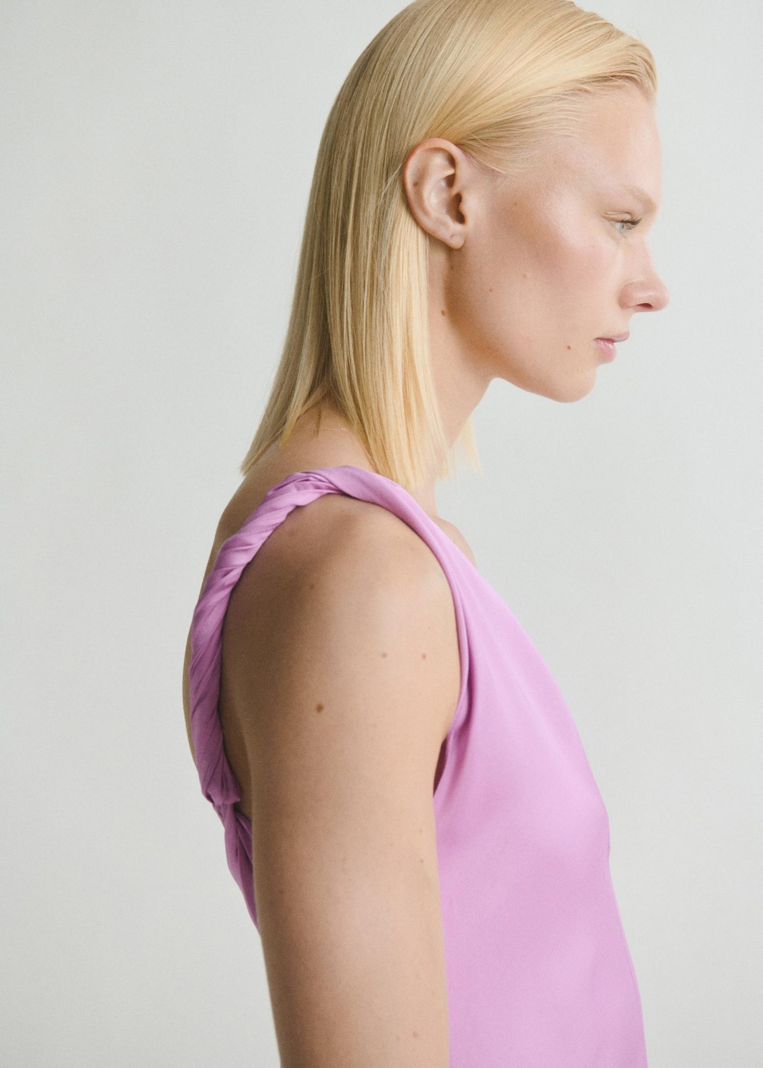 Asymmetrical satin dress - Women | MANGO USA Product Image