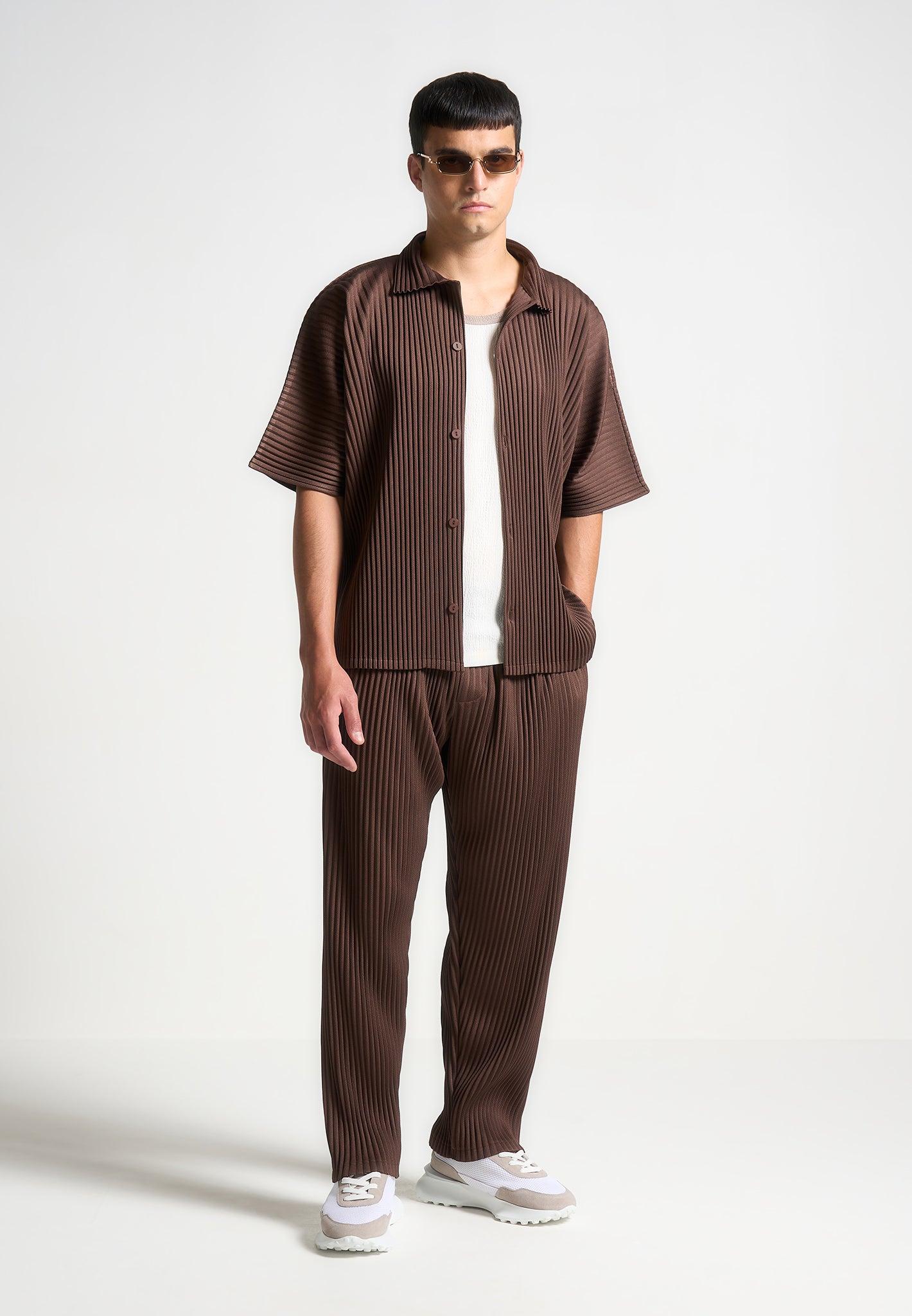 Jonas - Pleated Trousers - Brown Male Product Image
