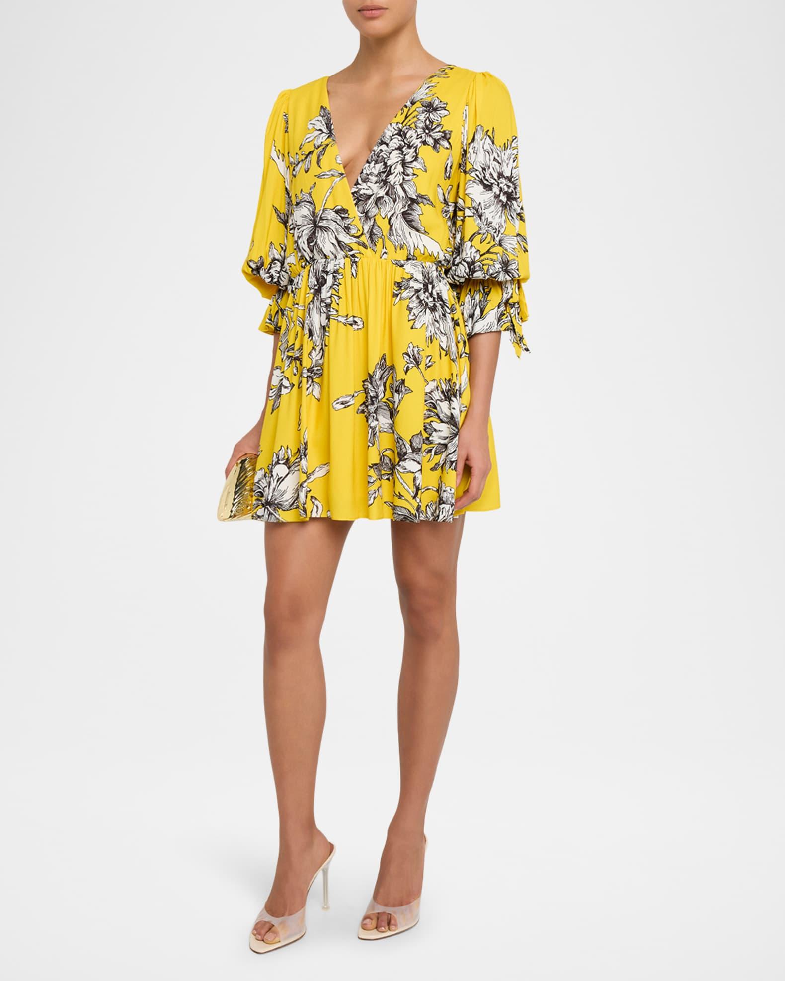 Clarissa Blooming Wild Golden Hour Tie-Sleeve Mini Dress Product Image