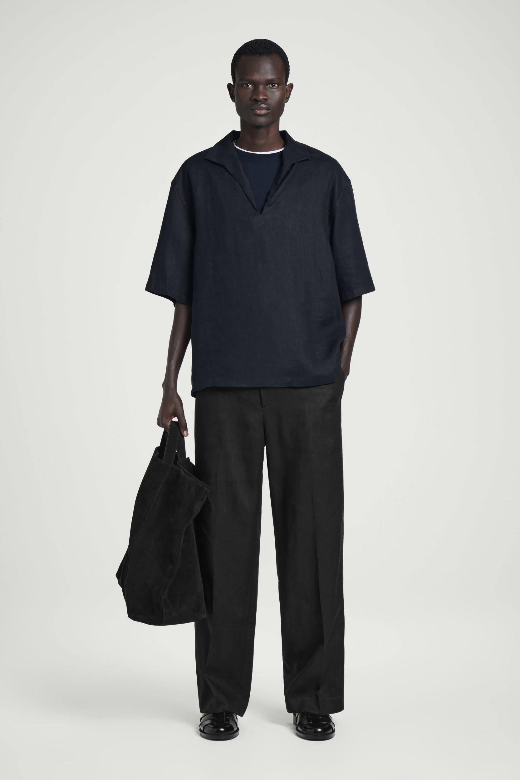 OPEN-COLLAR LINEN SHIRT Product Image