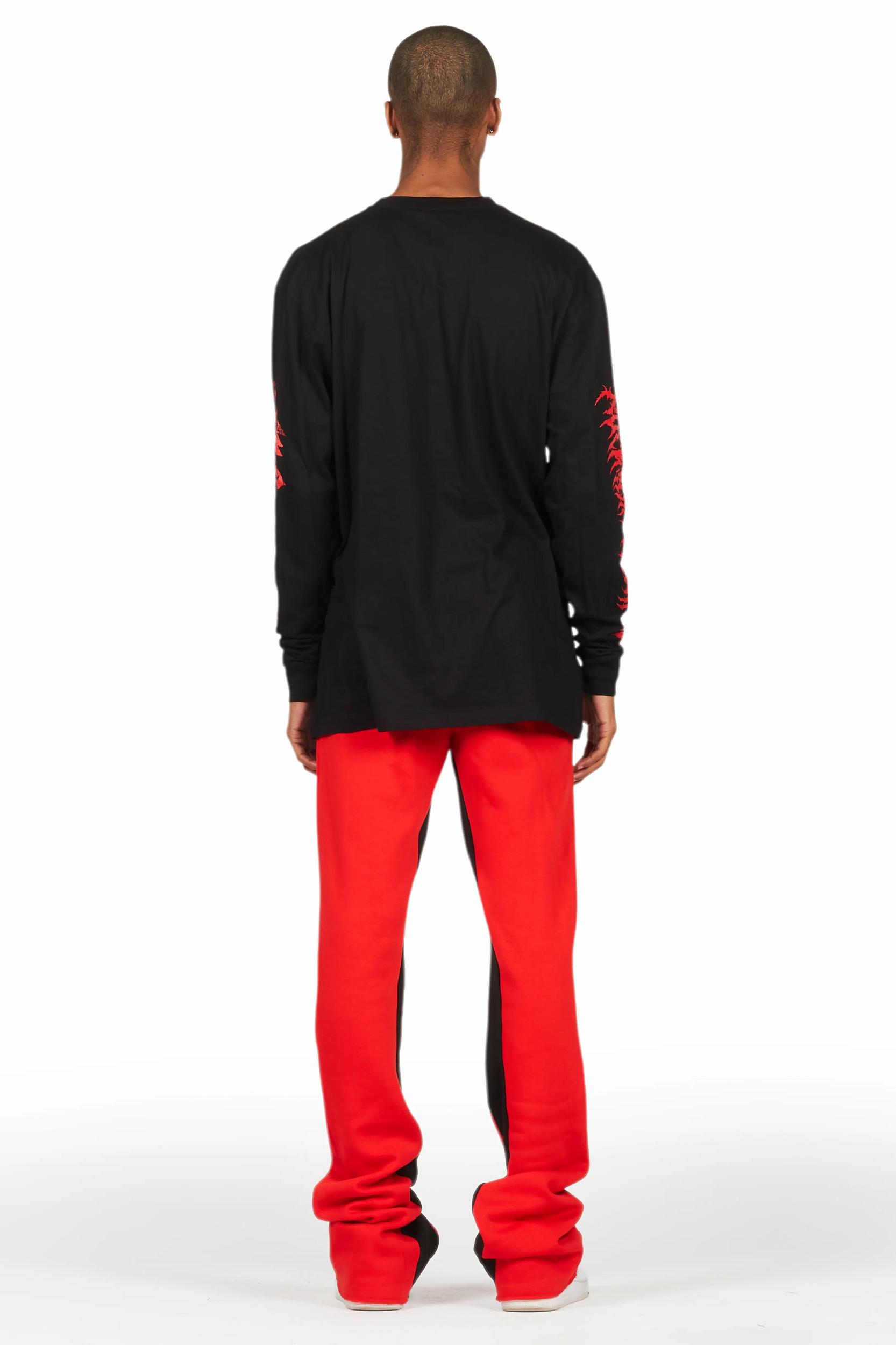 All Seeing Eyes Red/Black Long Sleeve T-Shirt/Baggy Pant Set Male Product Image