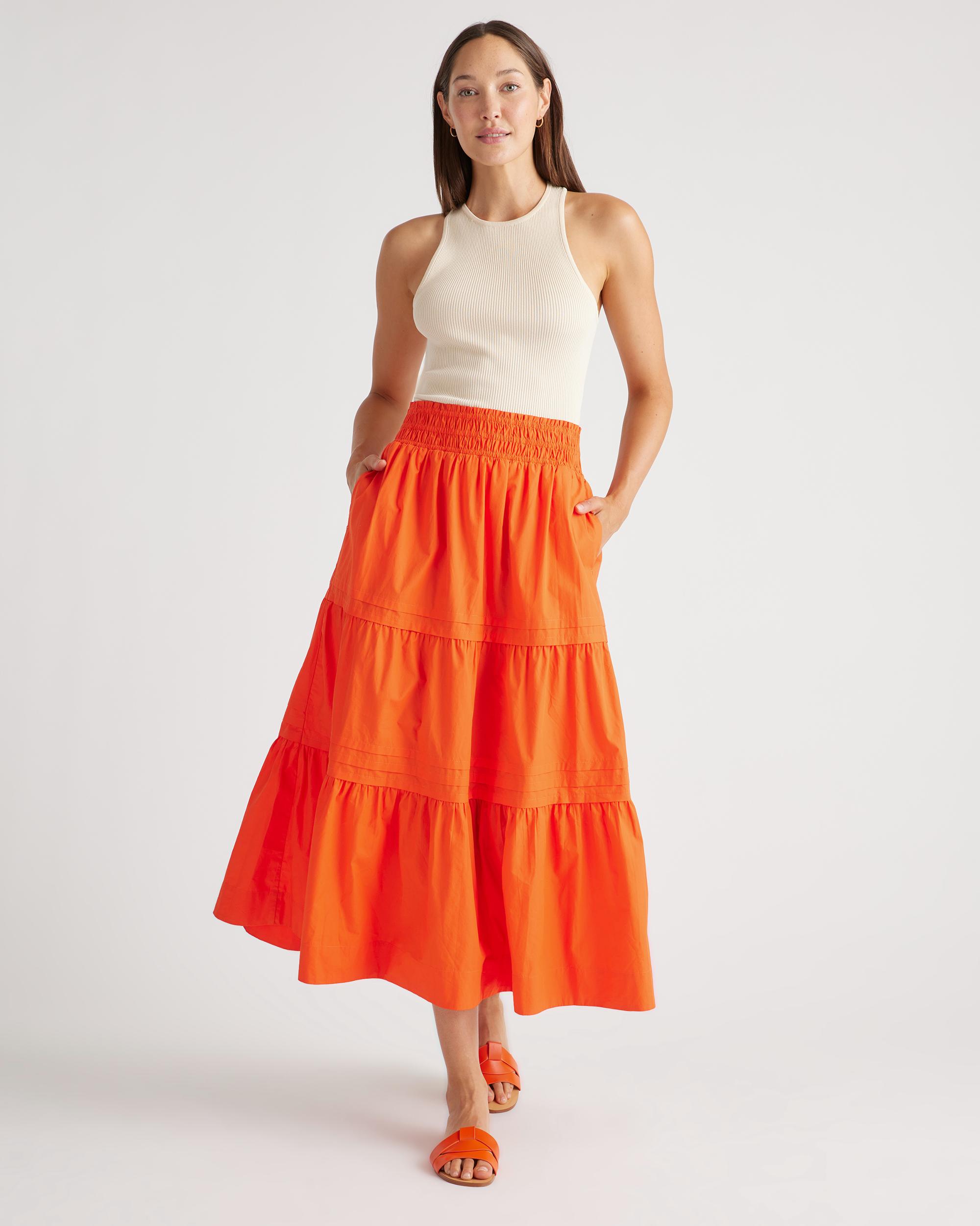 Quince | Women's Poplin Tiered Maxi Skirt Organic Cotton Product Image