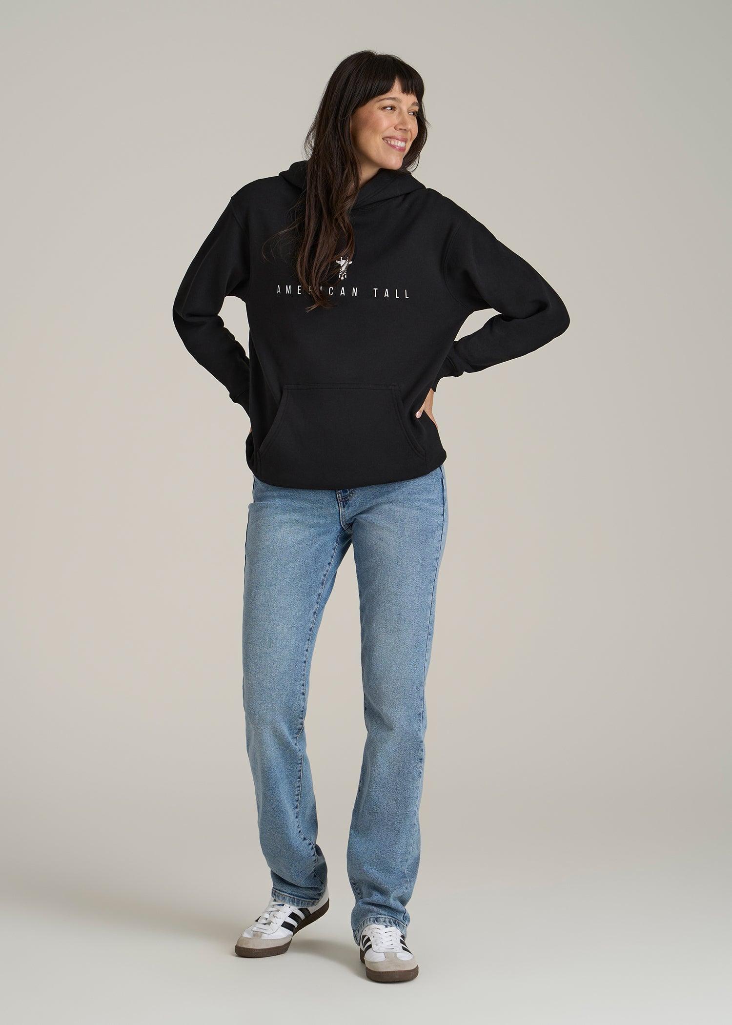 Logo Hoodie for Tall Women in Black Female Product Image