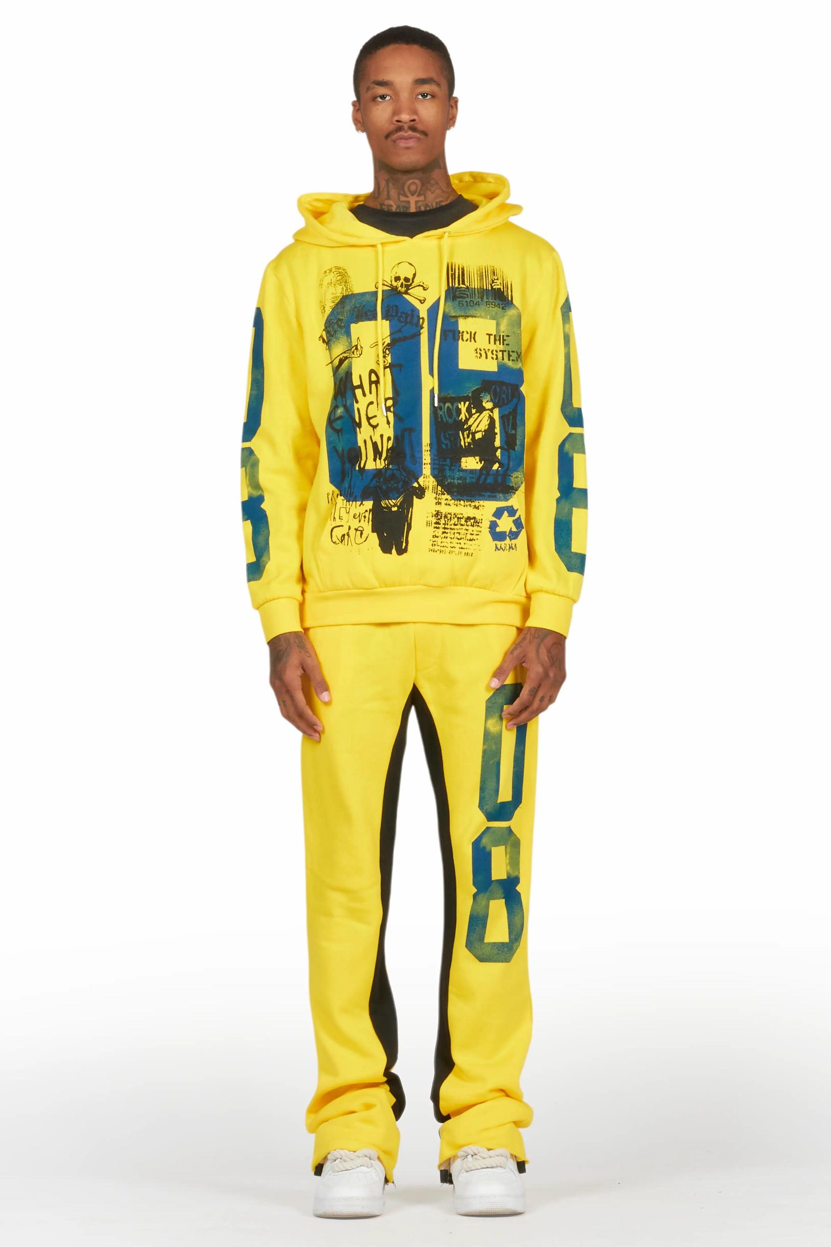 Grill Yellow Hoodie Baggy Track Pant Set Male Product Image