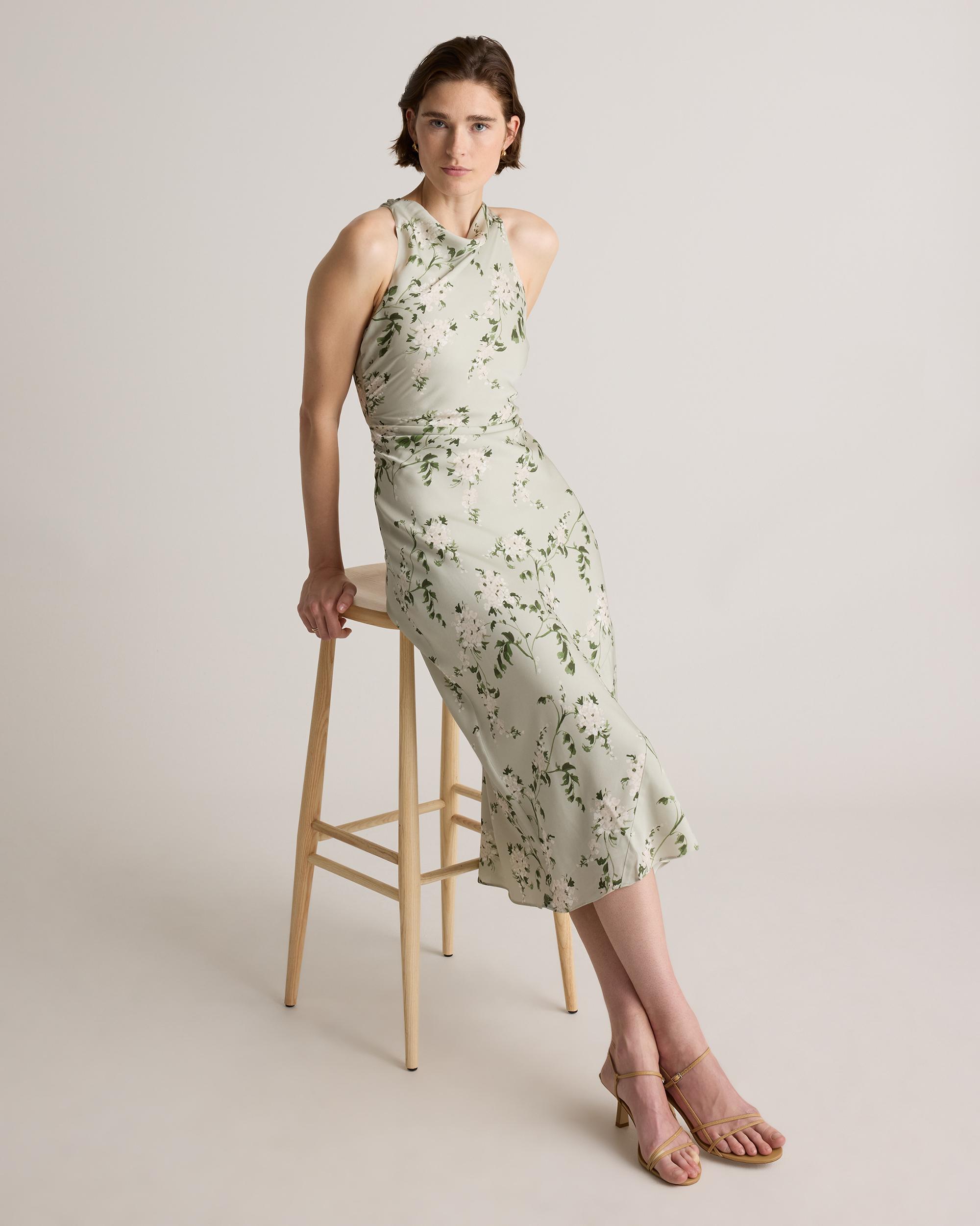 Quince | Women's Washable Stretch Silk High Neck Midi Dress Mulberry Silk Product Image