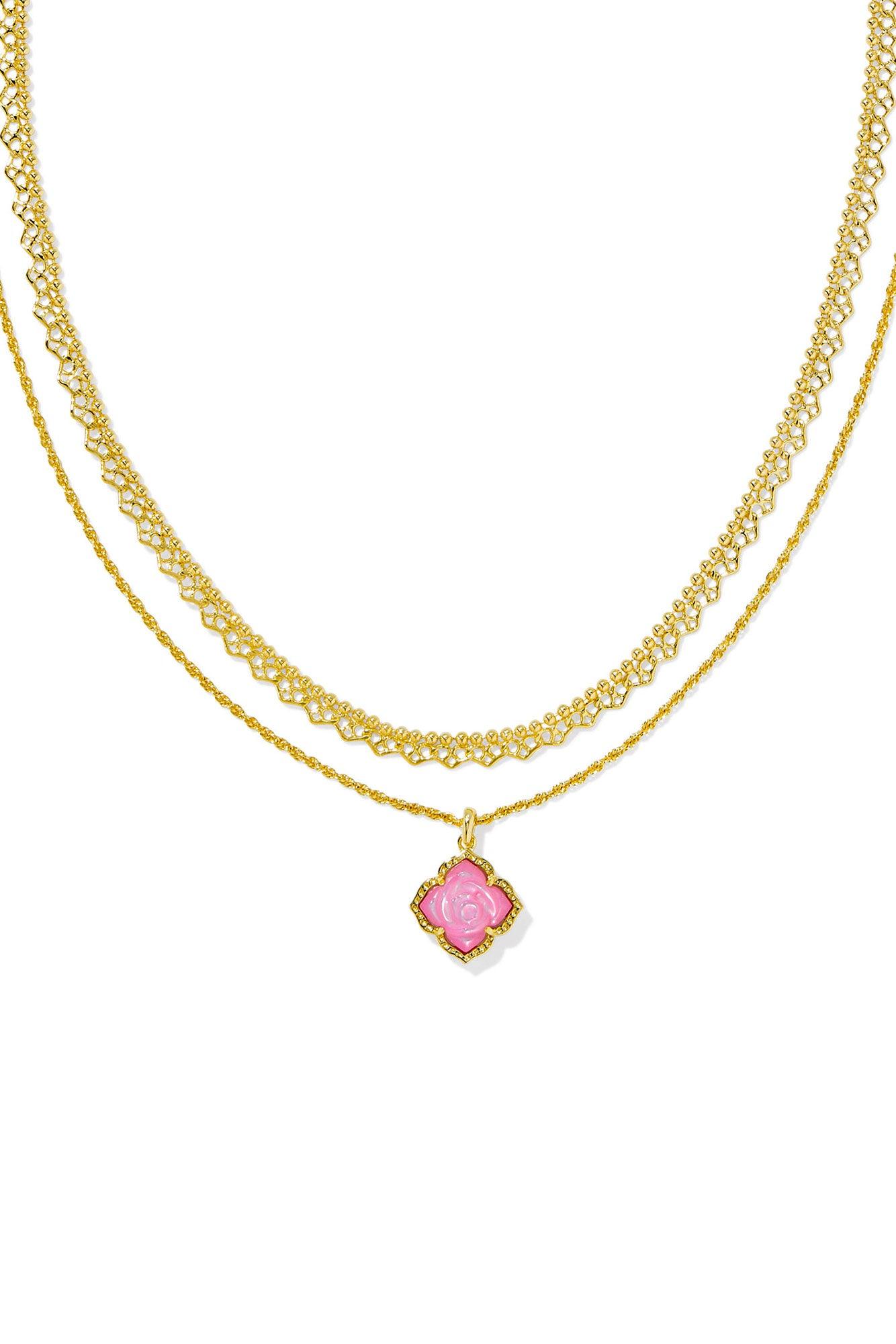 Mallory Rose Gold Multi Strand Necklace Blush Ivory Mother Of Pearl Product Image