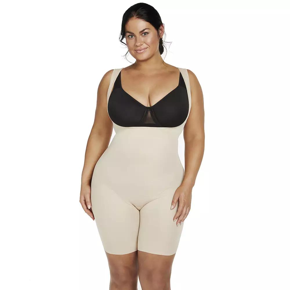 Plus Size Naomi & Nicole® Firm Control Shapewear Unbelievable Comfort® Torsette Thigh Slimmer 7776, Women's, Size: 3XL, Black Product Image