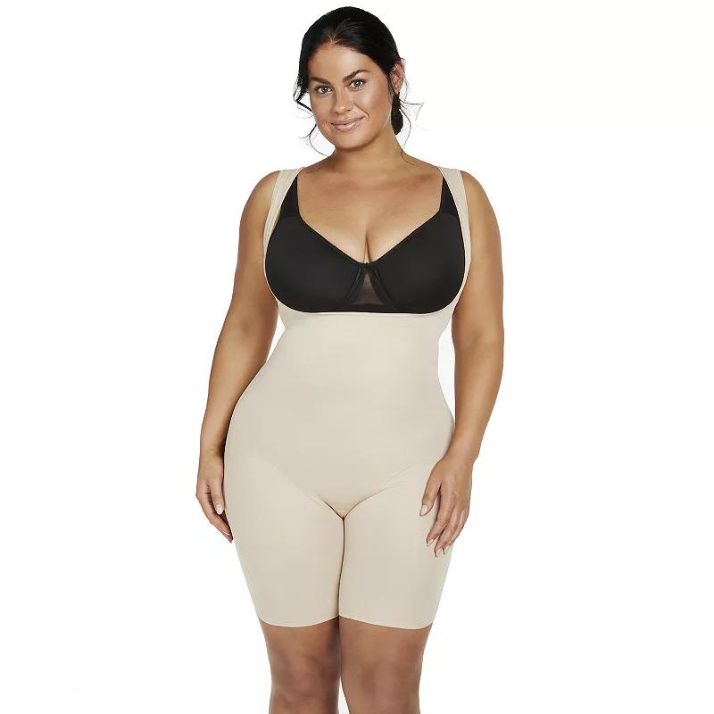 Plus Size Naomi & Nicole® Firm Control Shapewear Unbelievable Comfort® Torsette Thigh Slimmer 7776, Women's, Size: 3XL, Black Product Image