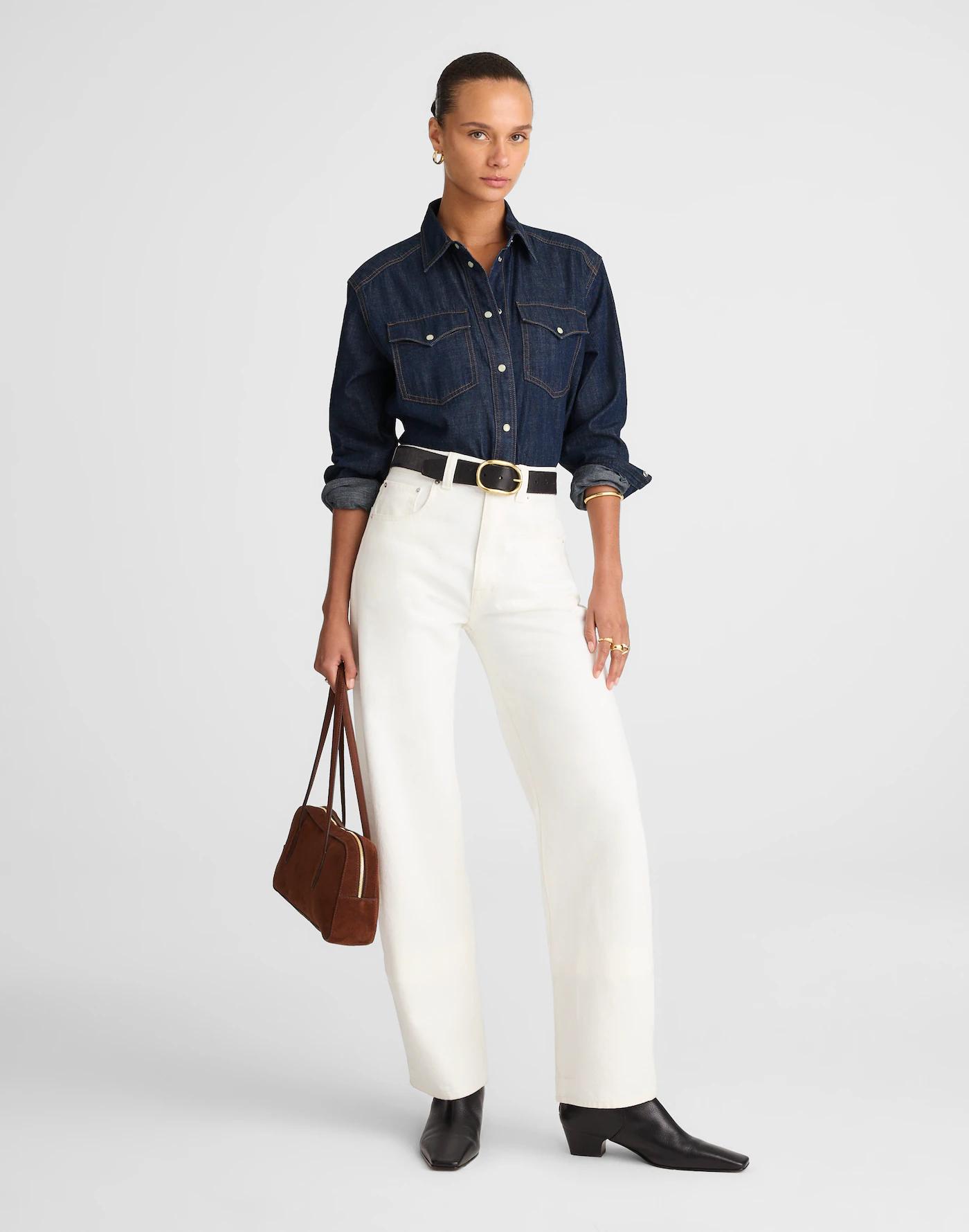 Denim Oversized Western Shirt Product Image