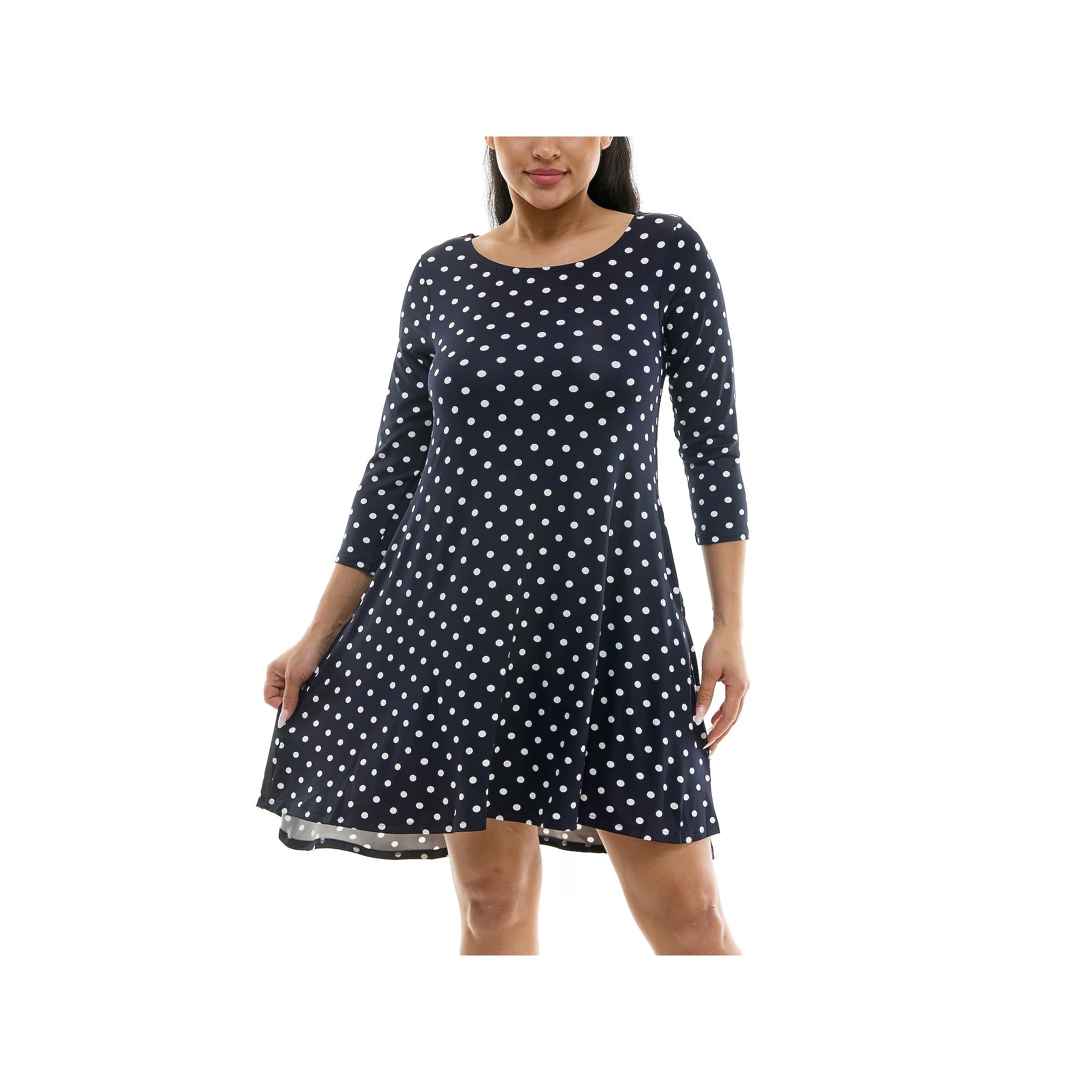 Women's Nina Leonard 3/4 Sleeve High-Low Trapeze Dress,  Product Image
