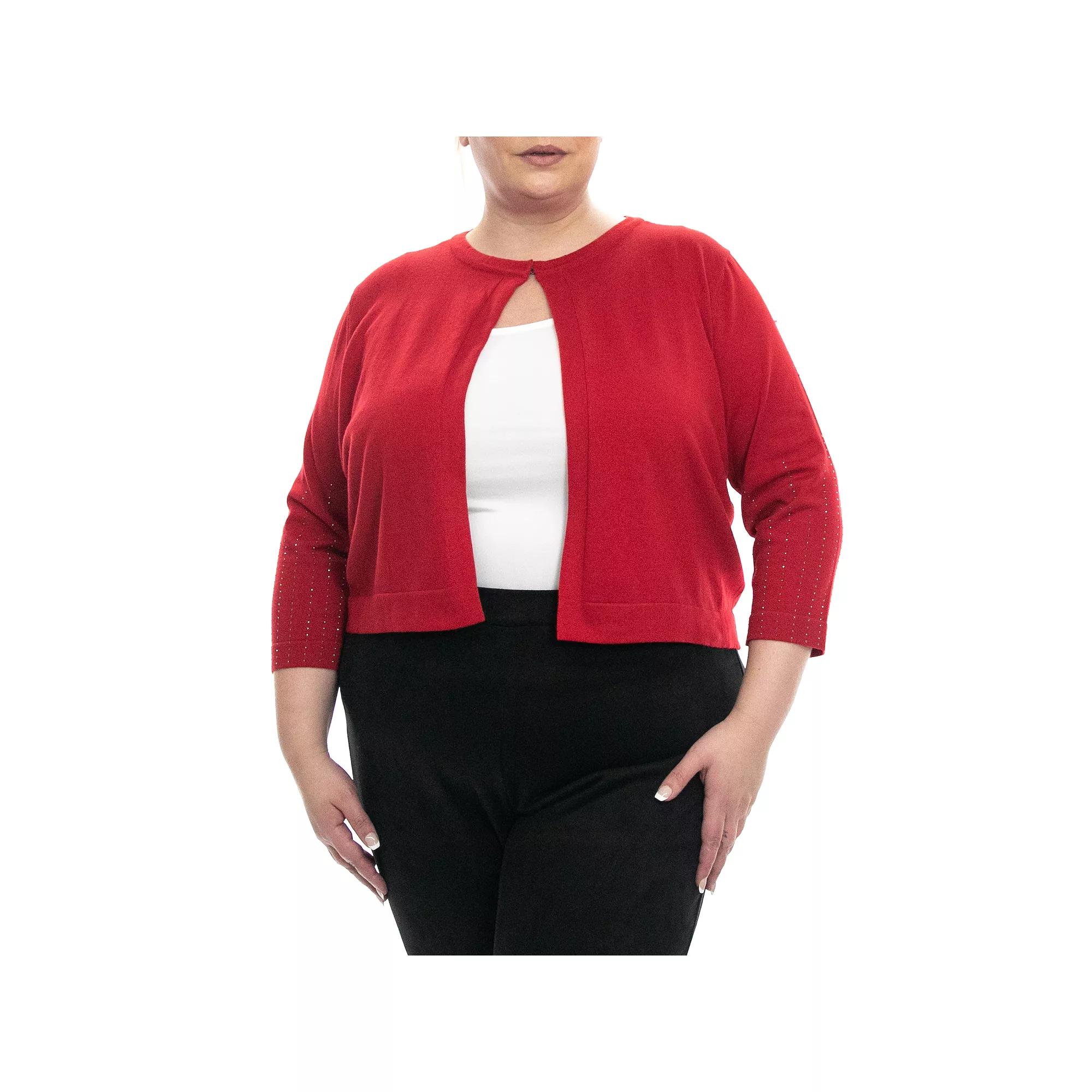 Plus Size Nina Leonard Heat Seal Bolero, Women's, Size: 2XL, Nina Red Product Image