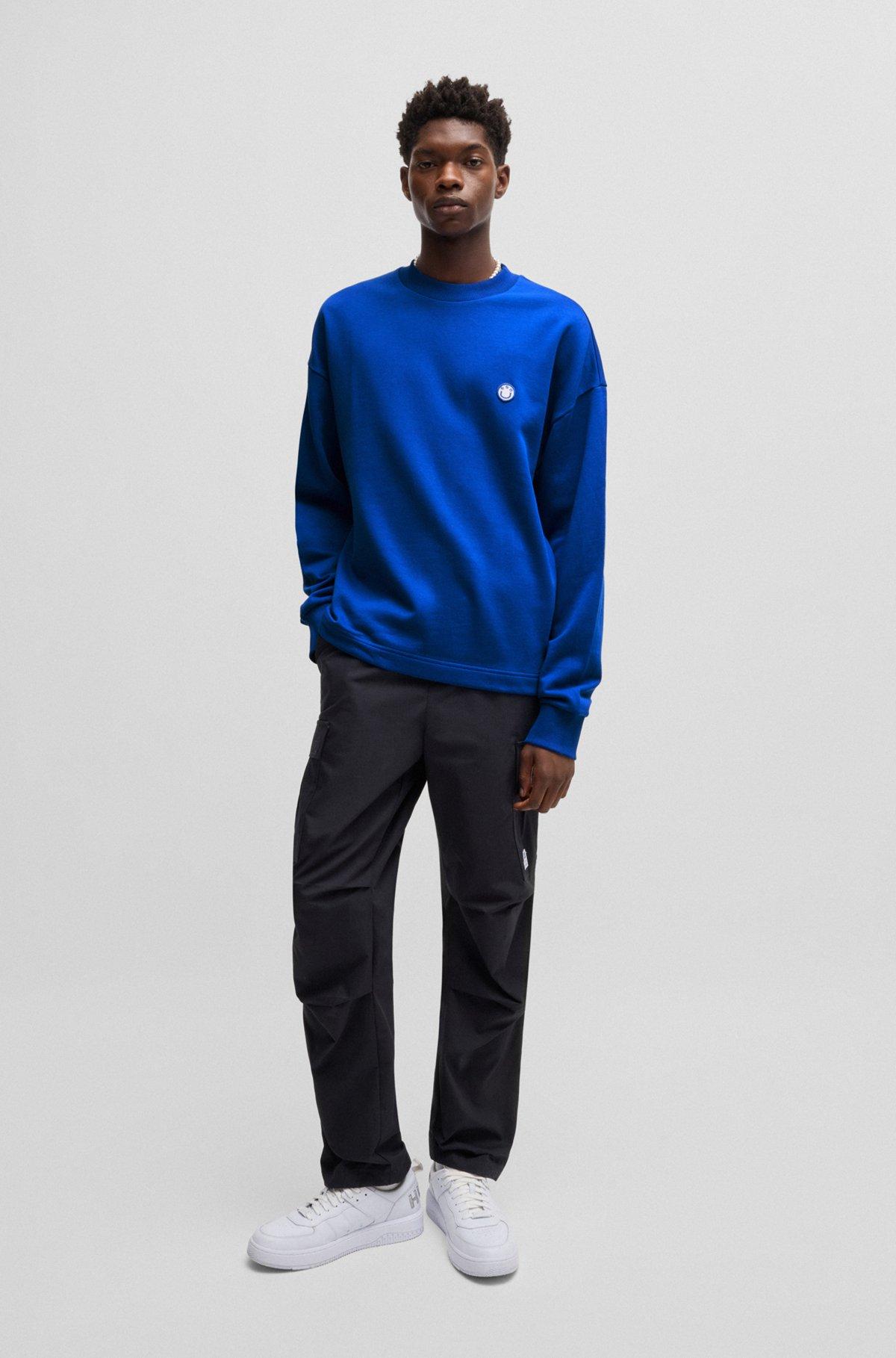 Cotton-terry sweatshirt with Happy HUGO Product Image