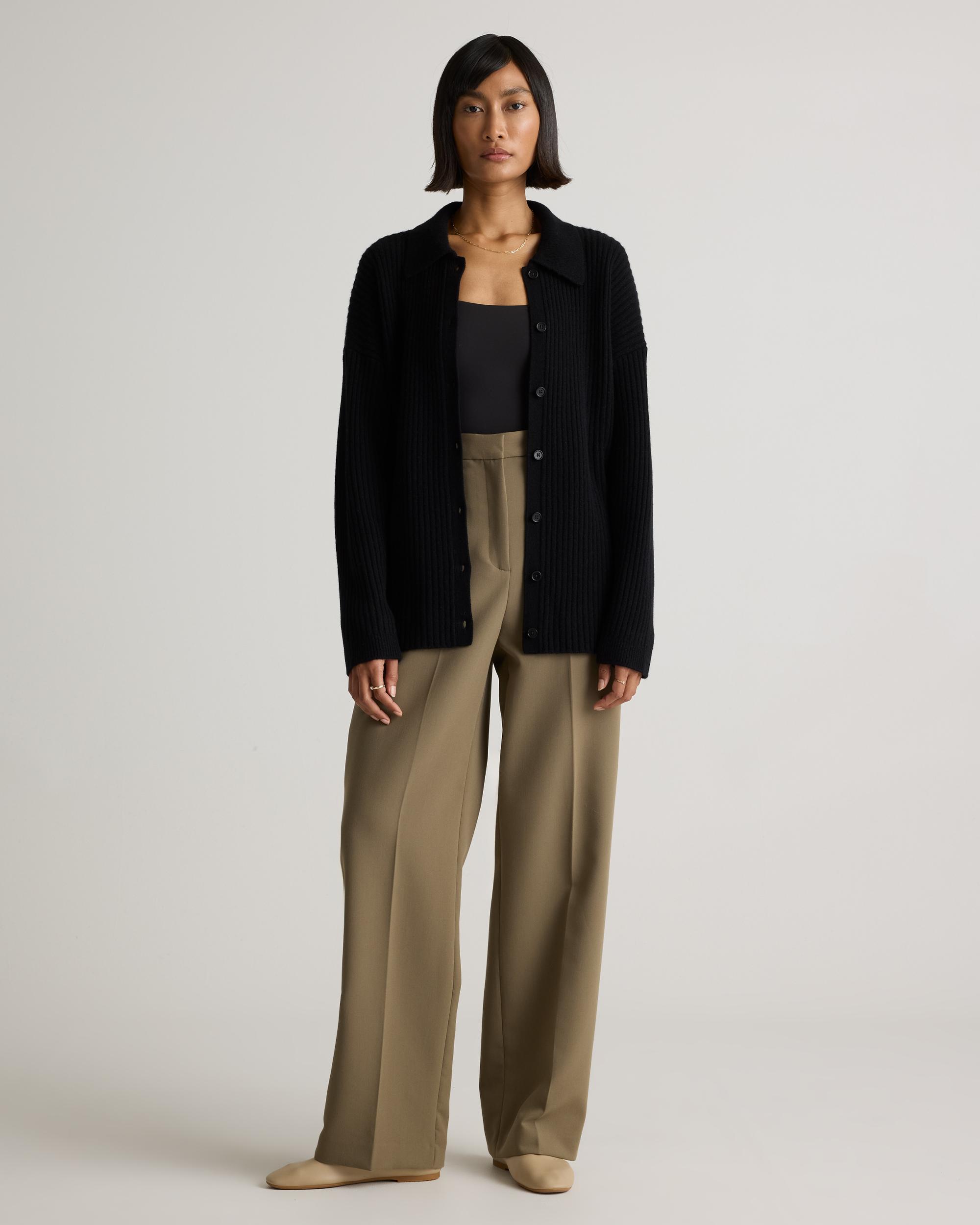 Quince | Women's Mongolian Cashmere Wide-Rib OverSized Collared Cardigan Sweater Size XS Product Image