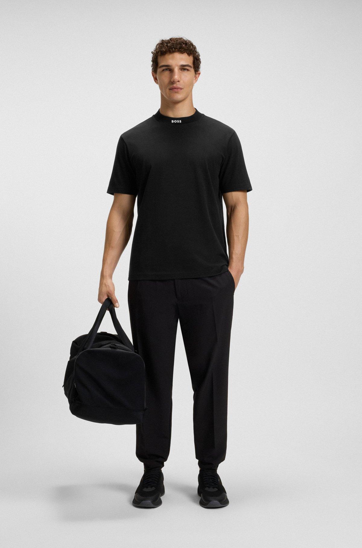 Relaxed-fit T-shirt in stretch cotton with logo collar Product Image