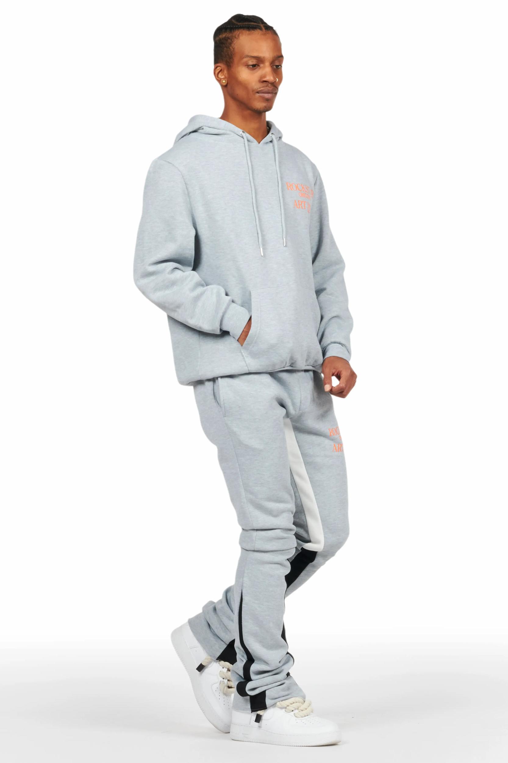 Briggs Heather Grey Hoodie/Super Stacked Flare Track Set Male Product Image