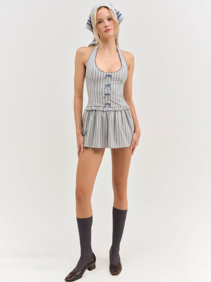 Janice Halter Mini Dress — Blue Product Image