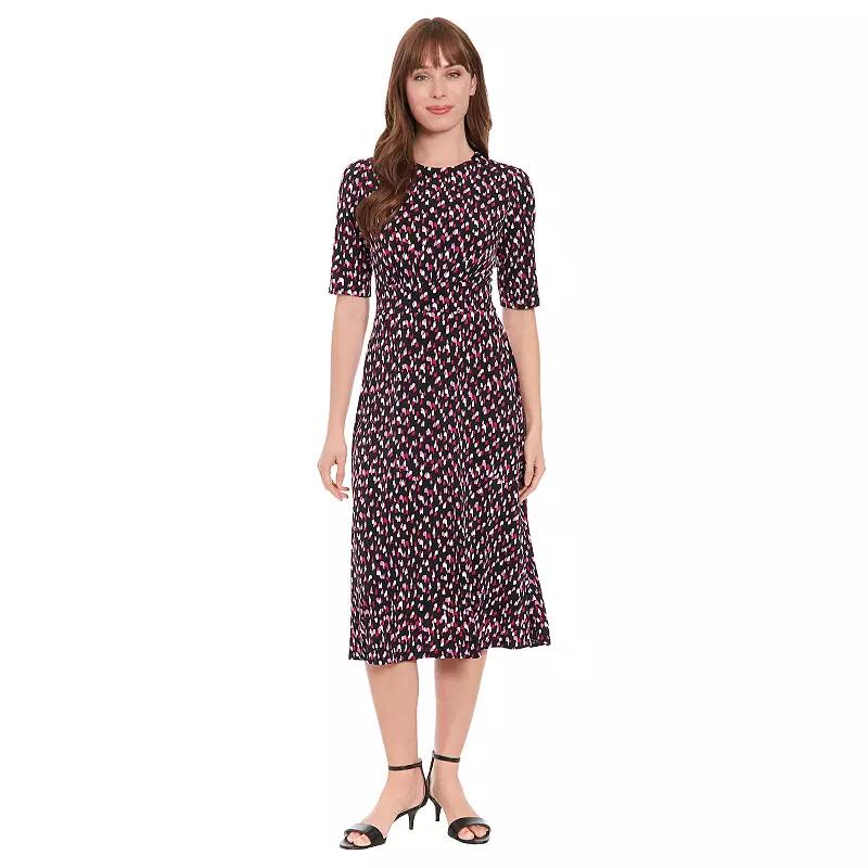 Women's London Times Printed Midi A-Line Dress, Size: 10, Black Orchid Product Image