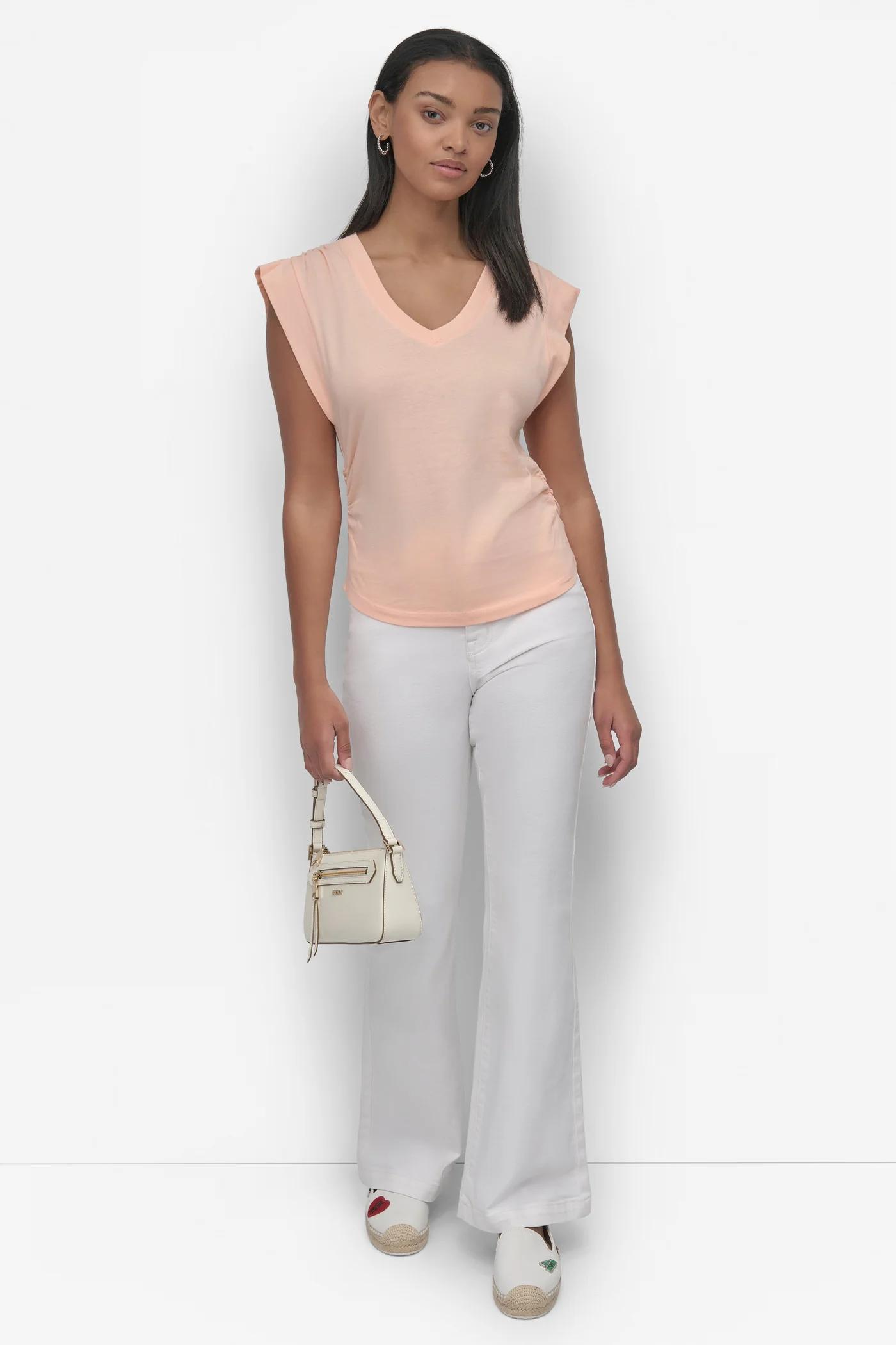 VNECK RUCHED SHOULDER TEE Product Image