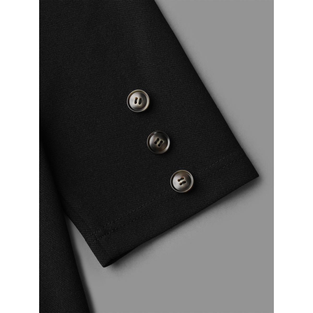 Plus Size Lapel Collar Belted Button Detail Jacket Women Black Belted Bodycon Side seam pocket Belt Everyday Jackets BloomChic 12/L Product Image