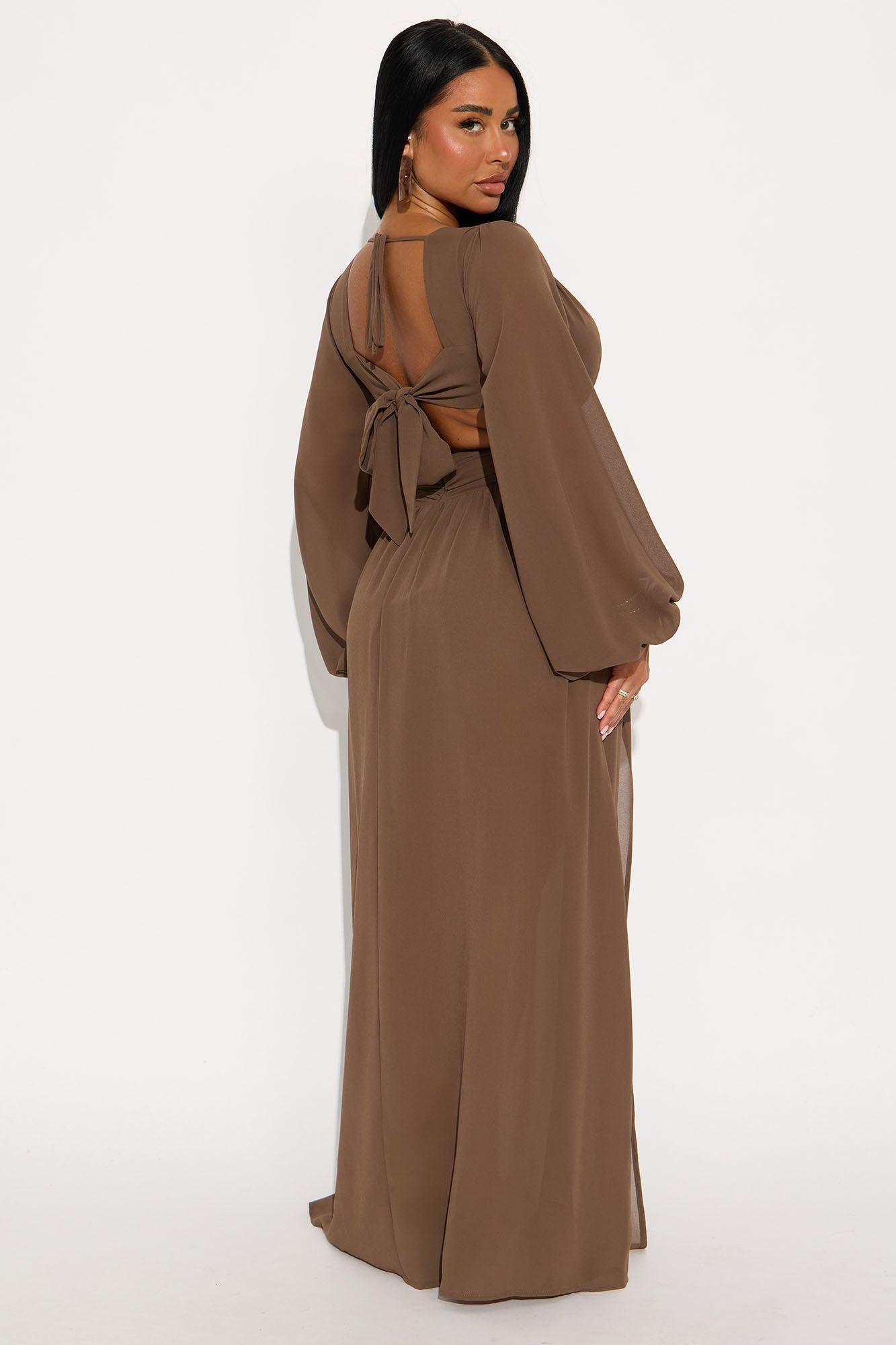 Coastal Chic Chiffon Maxi Dress - Brown Female Product Image