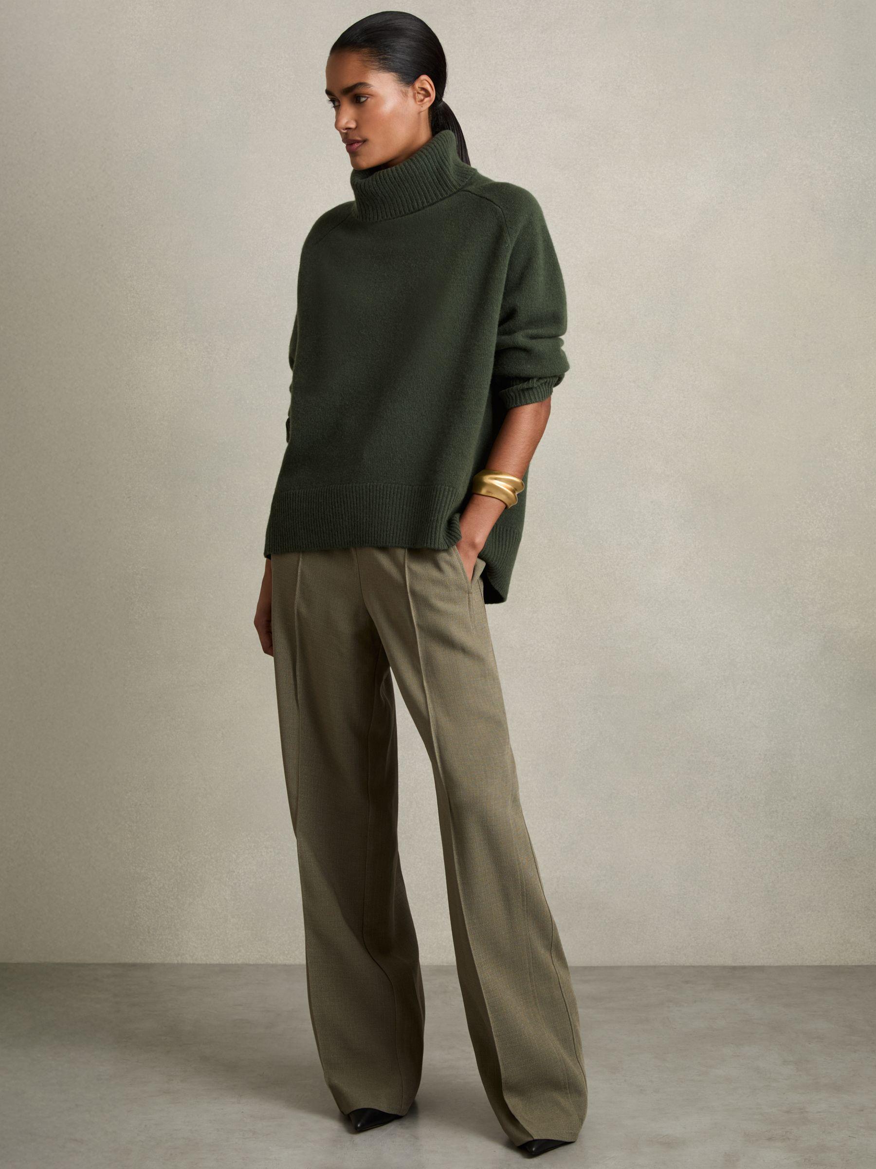 Wool Cashmere Roll Neck Jumper in Khaki Product Image