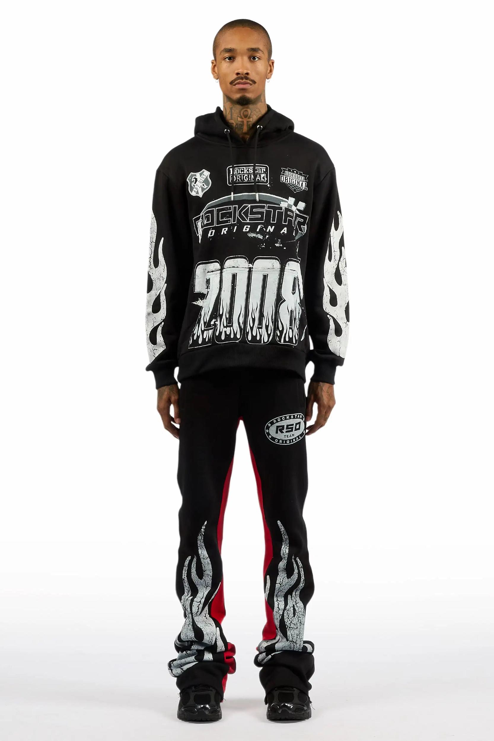 Amos Black Hoodie/Baggy Track Pant Set Male Product Image