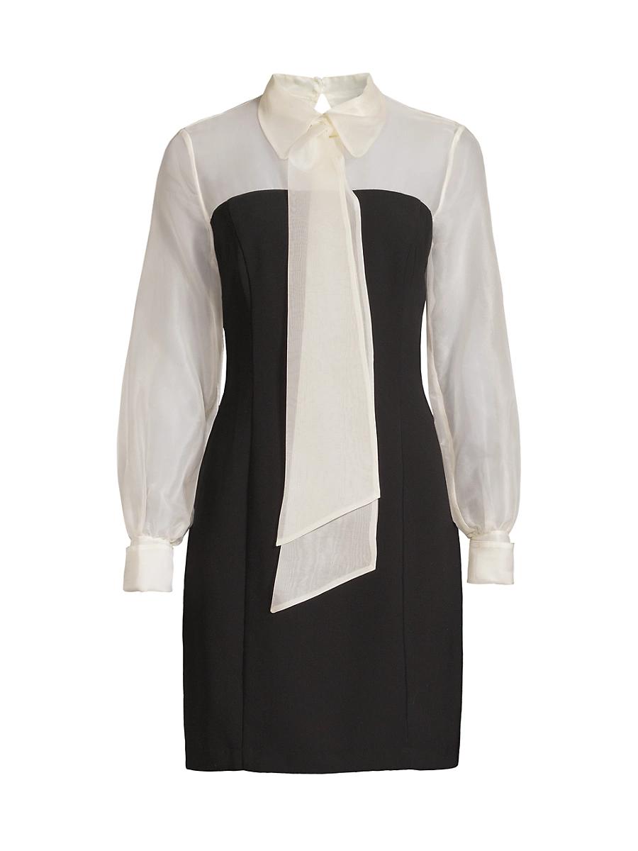 Womens Silk Organza Mixed Media Collared Minidress Product Image