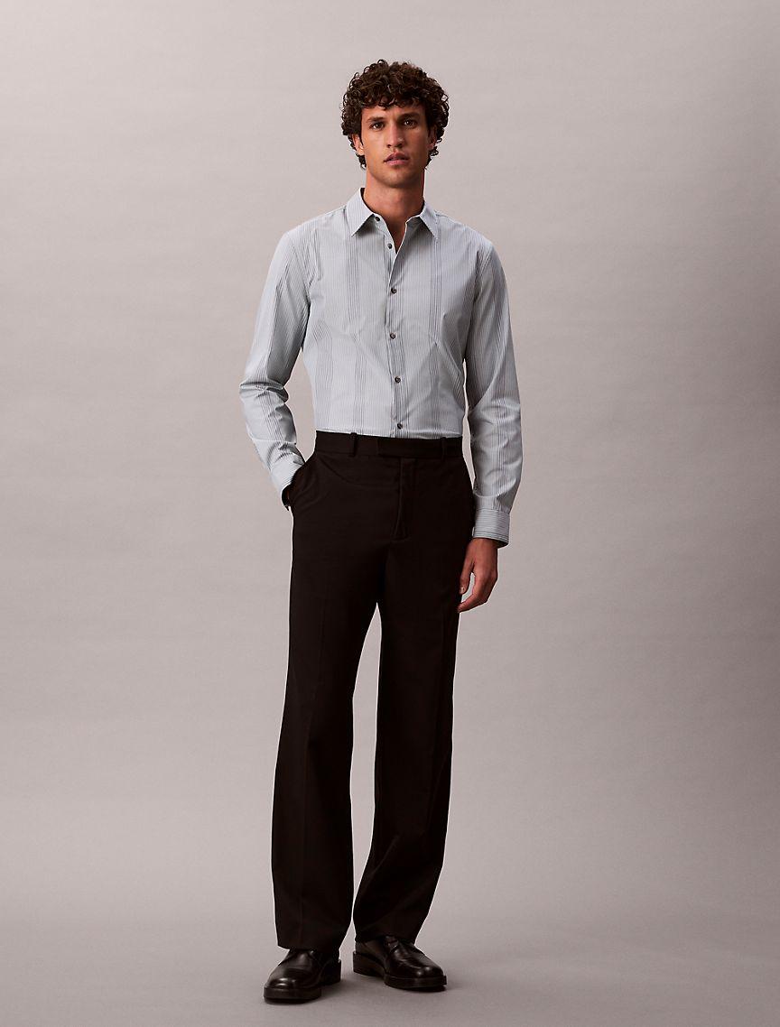 Yarn-Dyed Stripe Supima Stretch Slim Shirt Product Image